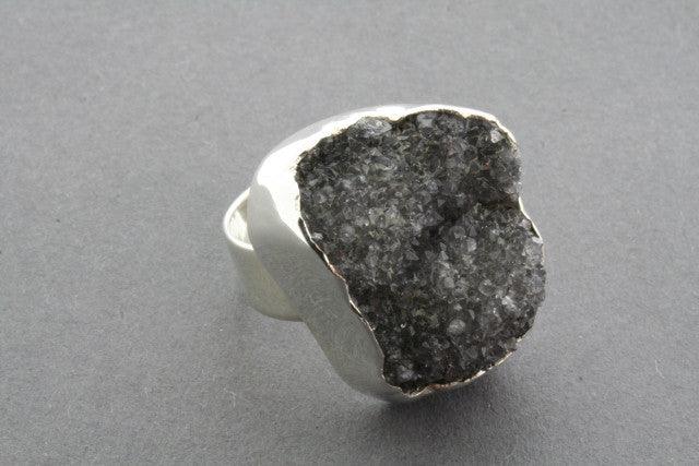 Stunning Druzy Ring with Dark Amethyst Gemstone | Handmade Boho Jewelry for Women | Perfect for Weddings, Parties & Everyday Wear
