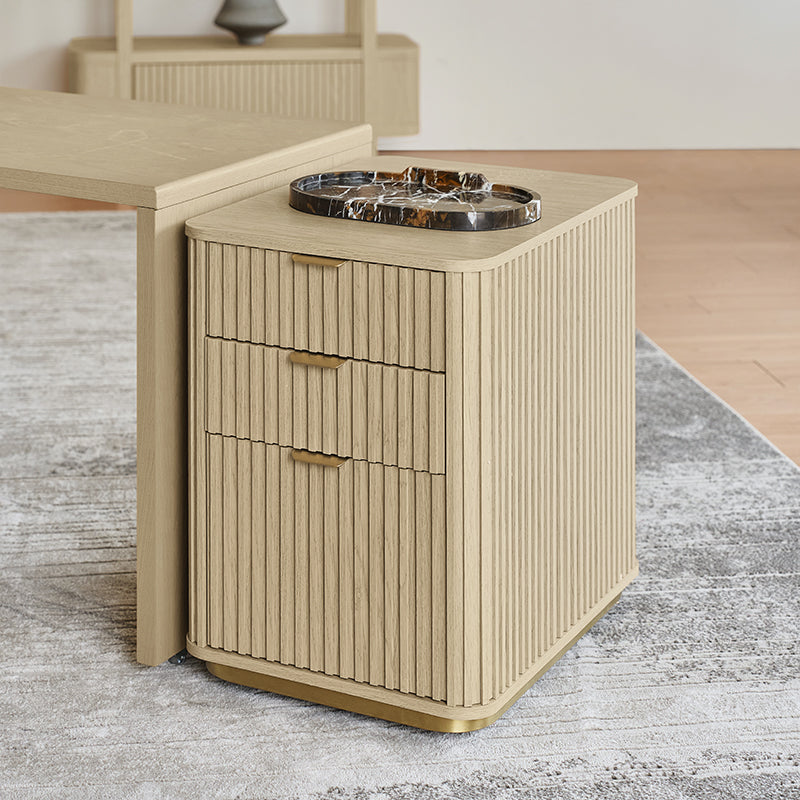 Modern Fluted Cabinet with Drawers & A4 File Storage - Stylish Home Office Furniture for Document Organization & Storage