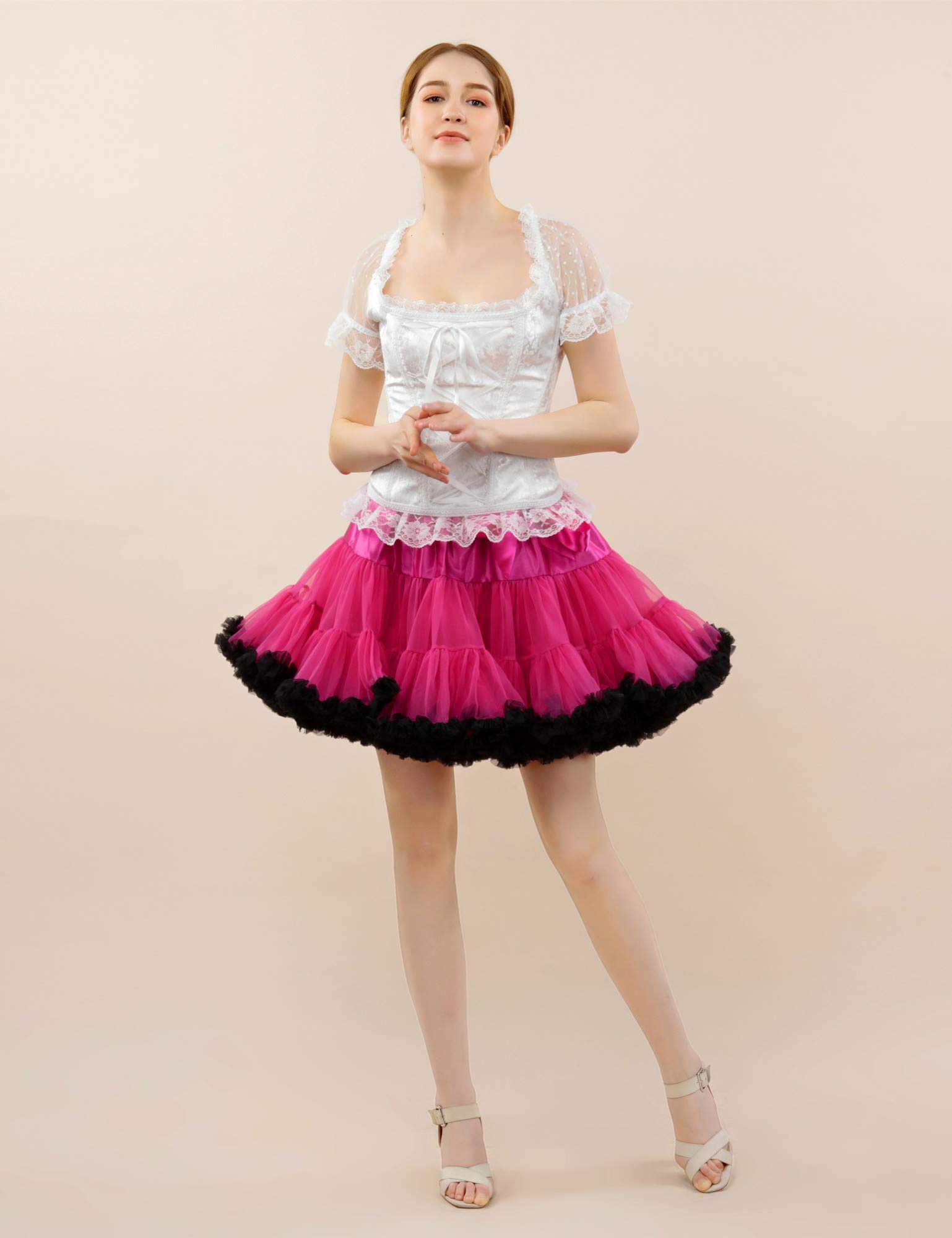 FOLOBE Women's Tutu Skirt - Fluffy Layered Petticoat Mini Skirt for Adults | Ballet, Dance, Party & Cosplay Costume