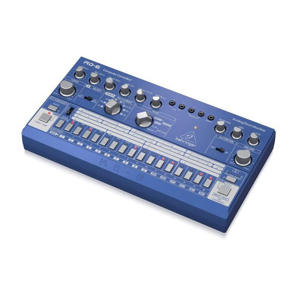 Behringer RD-6-BU Analog Drum Machine with 8 Drum Sounds, 64-Step Sequencer & Distortion Effects | Professional Electronic Music Production for Studio & Live Performances