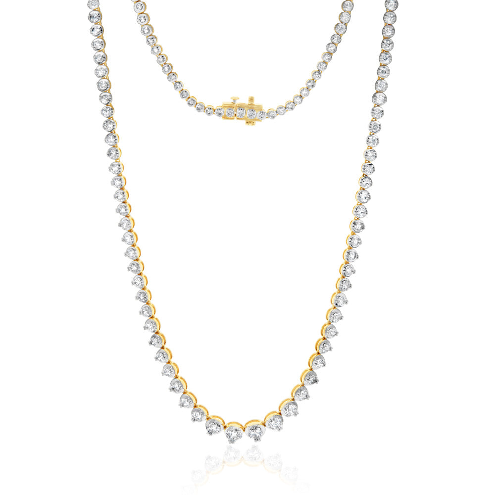 14ct Yellow Gold 10 Carat Diamond Necklace with 111 Brilliant Cut Diamonds - 43.5cm Elegant Chain for Weddings, Anniversaries & Special Occasions