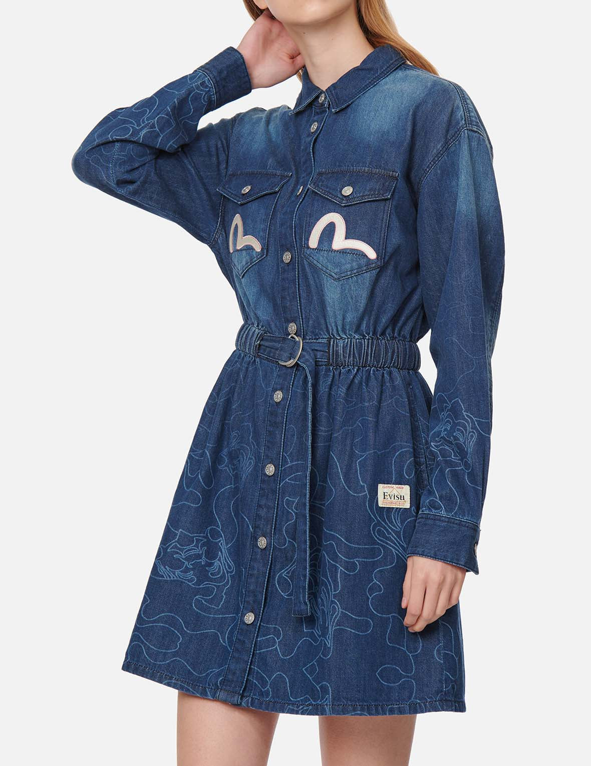 Laser-Printed Denim Dress for Women - Stylish Gradient Design for Casual Wear, Parties & Date Nights