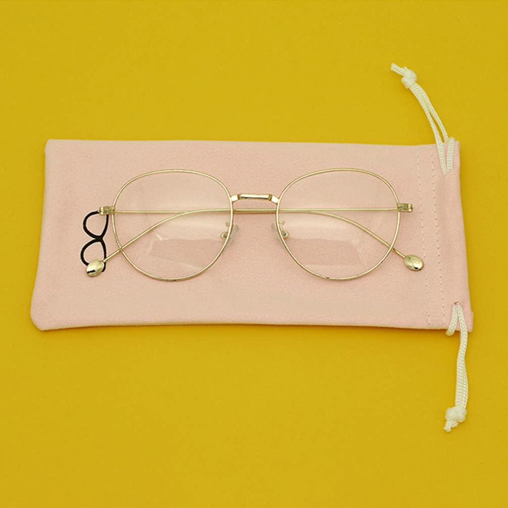 HEALLILY 6-Pack Microfiber Eyeglass Pouches - Drawstring Sunglasses Storage Bags for Glasses, Screens & Small Items - Mixed Colors (Perfect for Travel, Office & Home Organization)