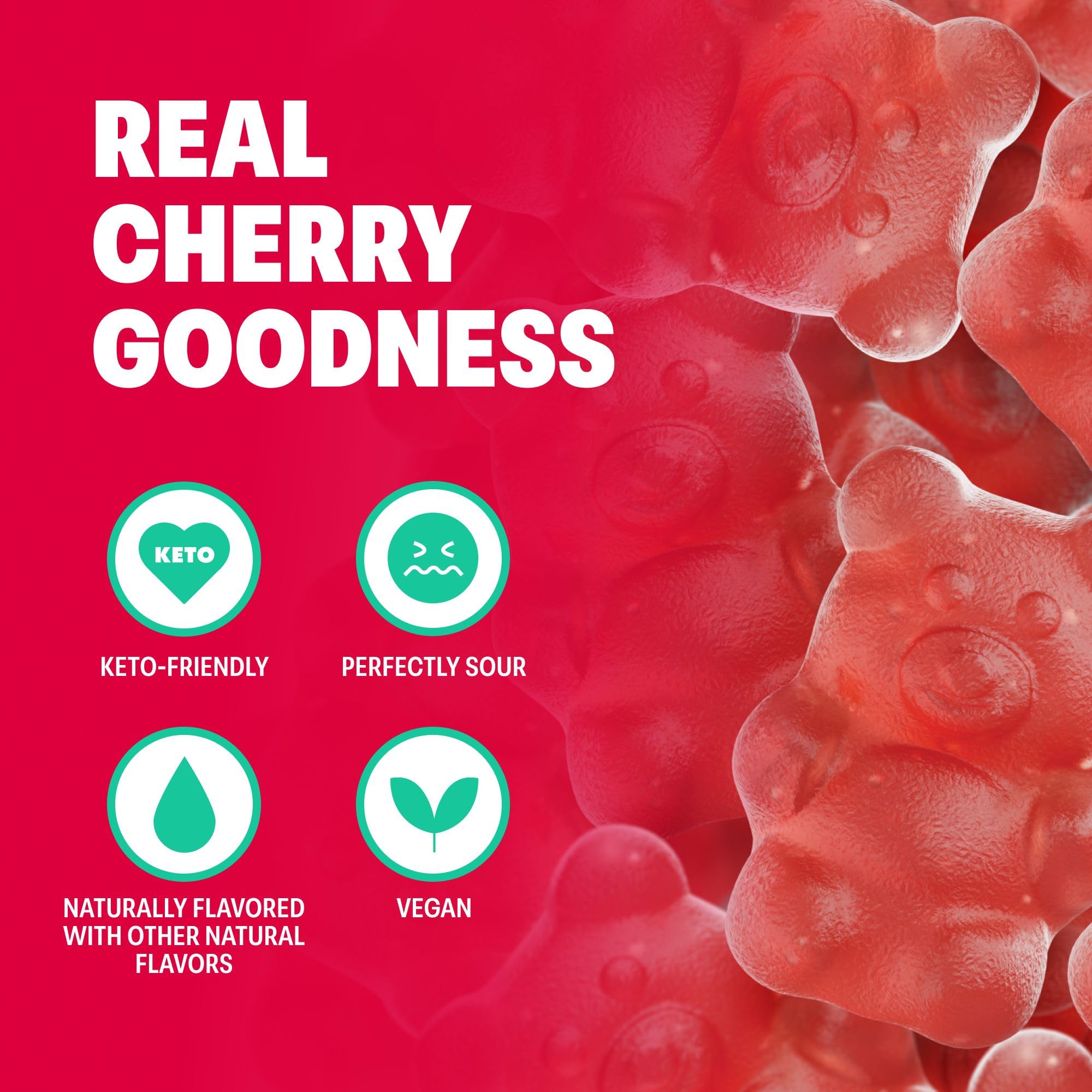 Healthy Low Calorie Keto Snacks - Sugar Free Gluten Free Gummy Candy (6 Pack So Beary Cherry) | Perfect for Weight Loss, Keto Diet & On-the-Go Snacking