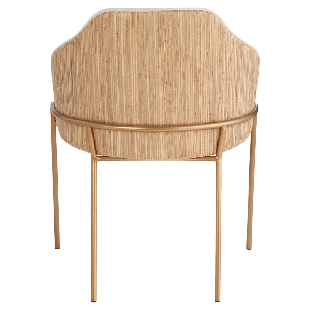Cyan Design 11758 Menfis Dining Chair - Brushed Gold Frame with Light Tan Velour & Rattan Seat - Elegant Modern Dining Room Furniture for Home & Restaurant Use