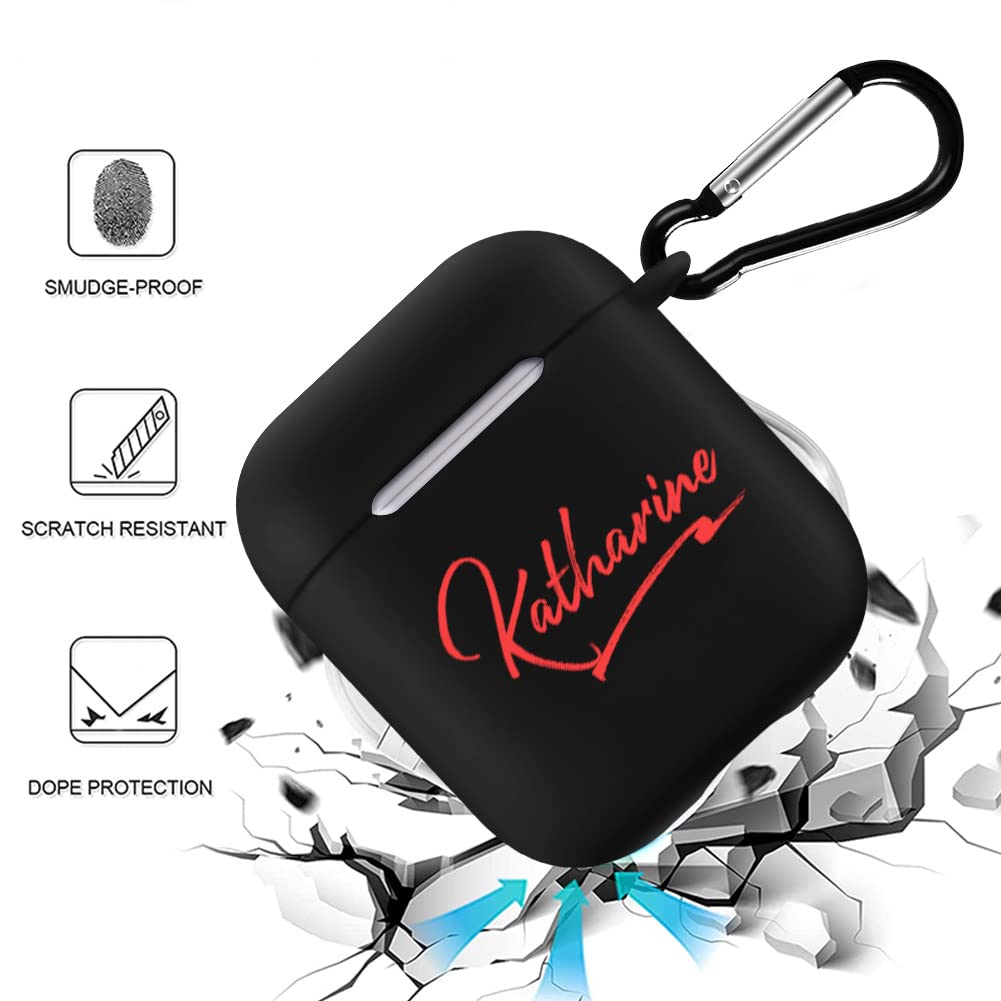 Custom AirPods Case for AirPods 1/2 - Shockproof Black TPU Cover with Keychain for Travel & Gym