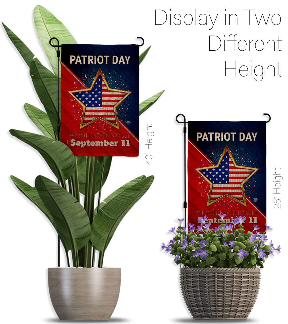 9/11 Memorial Burlap Garden Flag - Patriotic Double-Sided 13x18.5in for Yard & Home