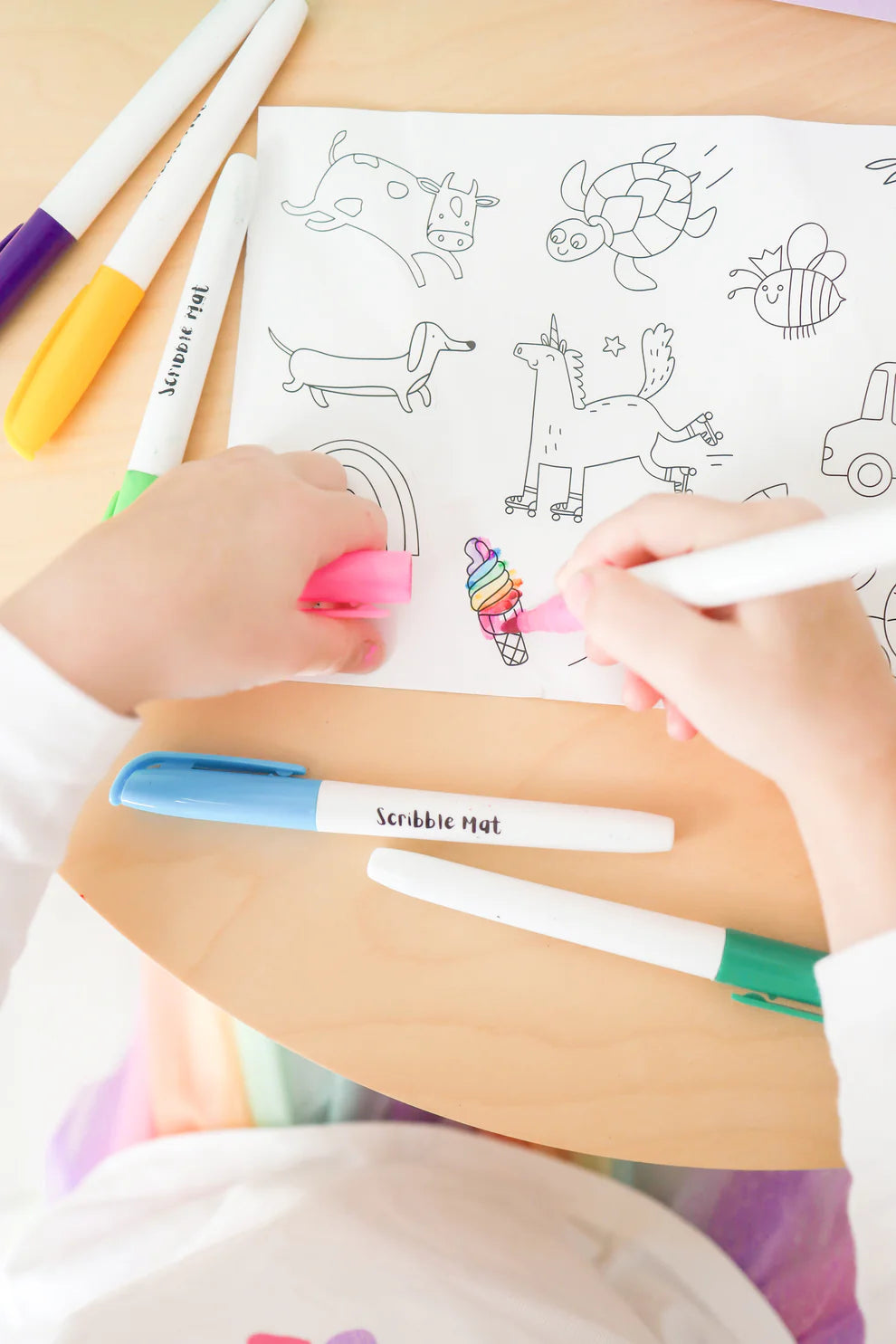 Scribble Mat Coloring Sticker Set for Kids - Reusable Water Drawing Doodle Mat - Fun Educational Activity for Toddlers & Preschoolers - Perfect for Travel, Home Play & Classroom Learning