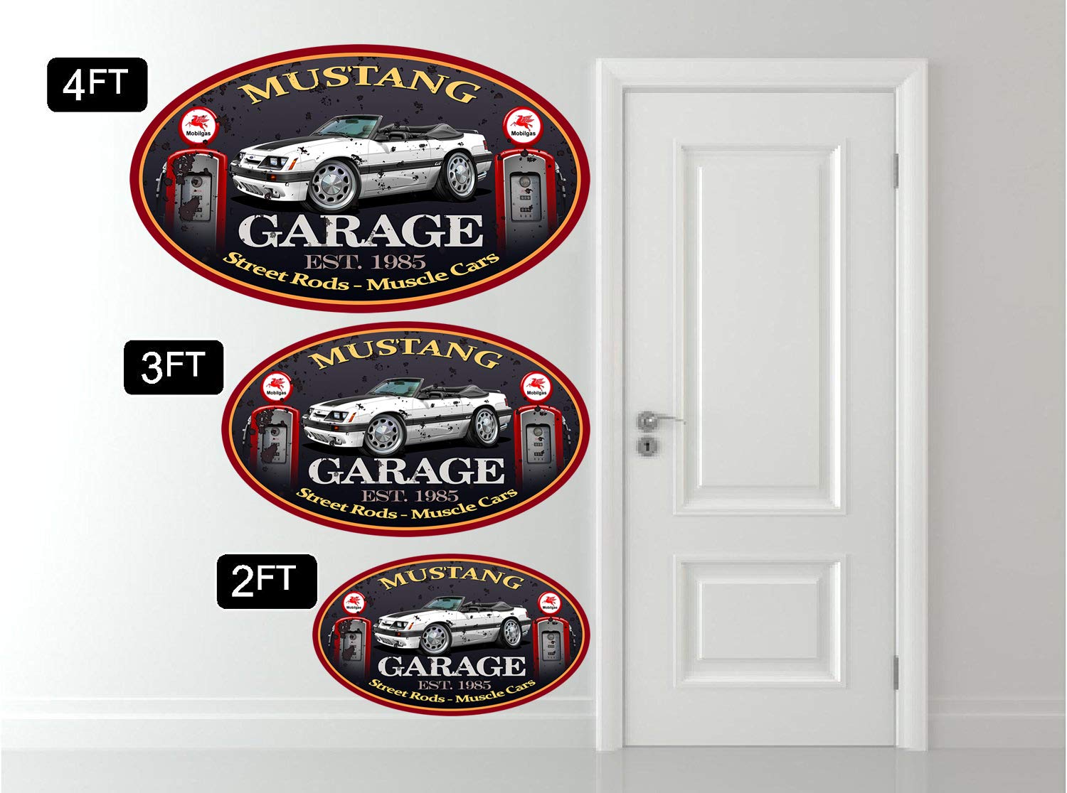 1985-1986 Ford Mustang GT 5.0 Convertible Wall Decal (4ft) - Car Room Decor