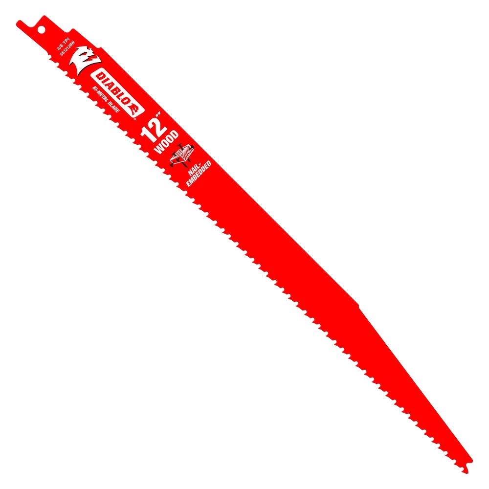 FREUD DS1212BW 12-Inch Bi-Metal Reciprocating Saw Blade for Cutting Nail-Embedded Wood - Perfect for Demolition, Renovation, and Construction Projects