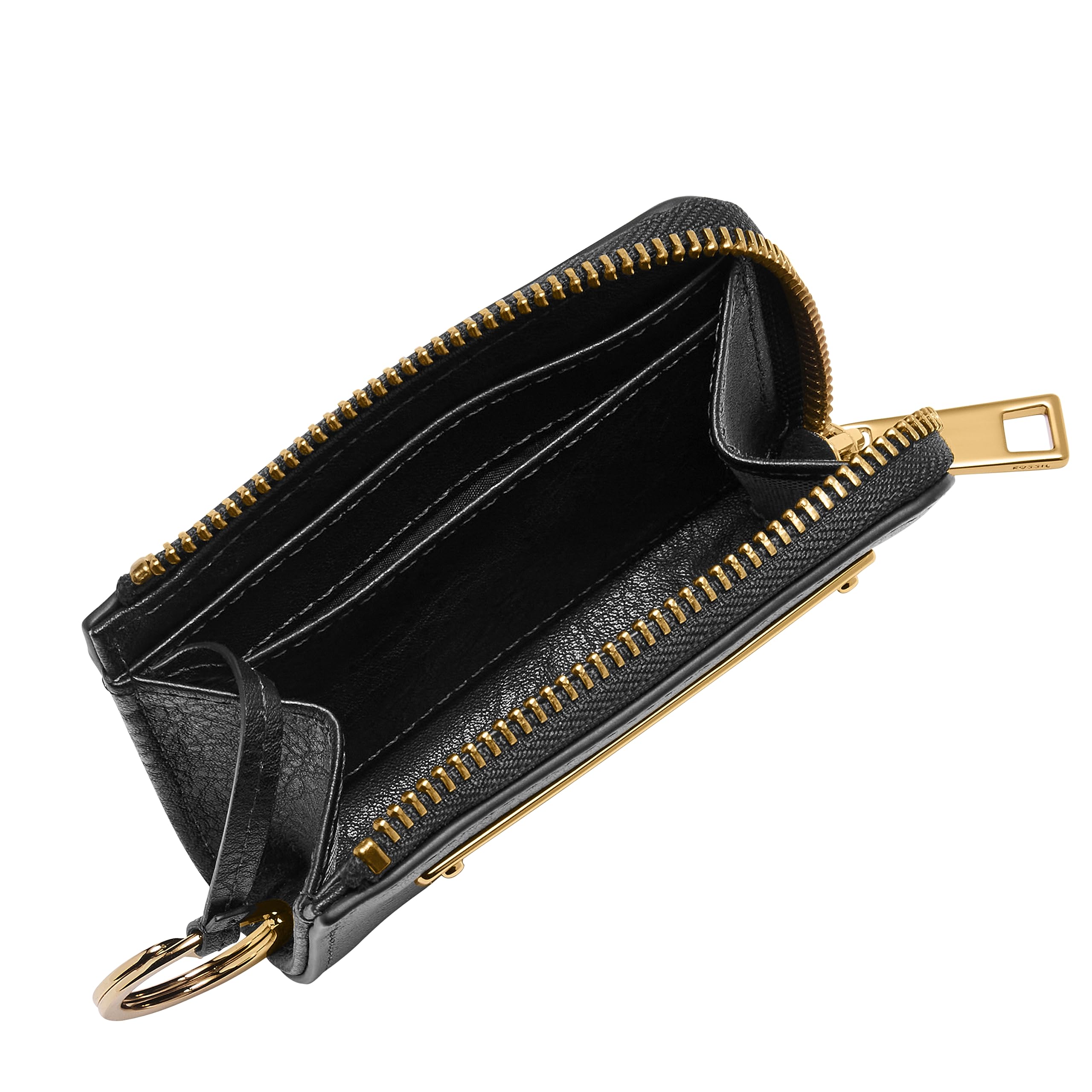 Fossil Women's Liza Leather Zip Wallet - Slim RFID Blocking Bifold with Multiple Card Slots & ID Window (Black, Model SL6406G001) | Perfect for Everyday Use, Travel & Gift Giving