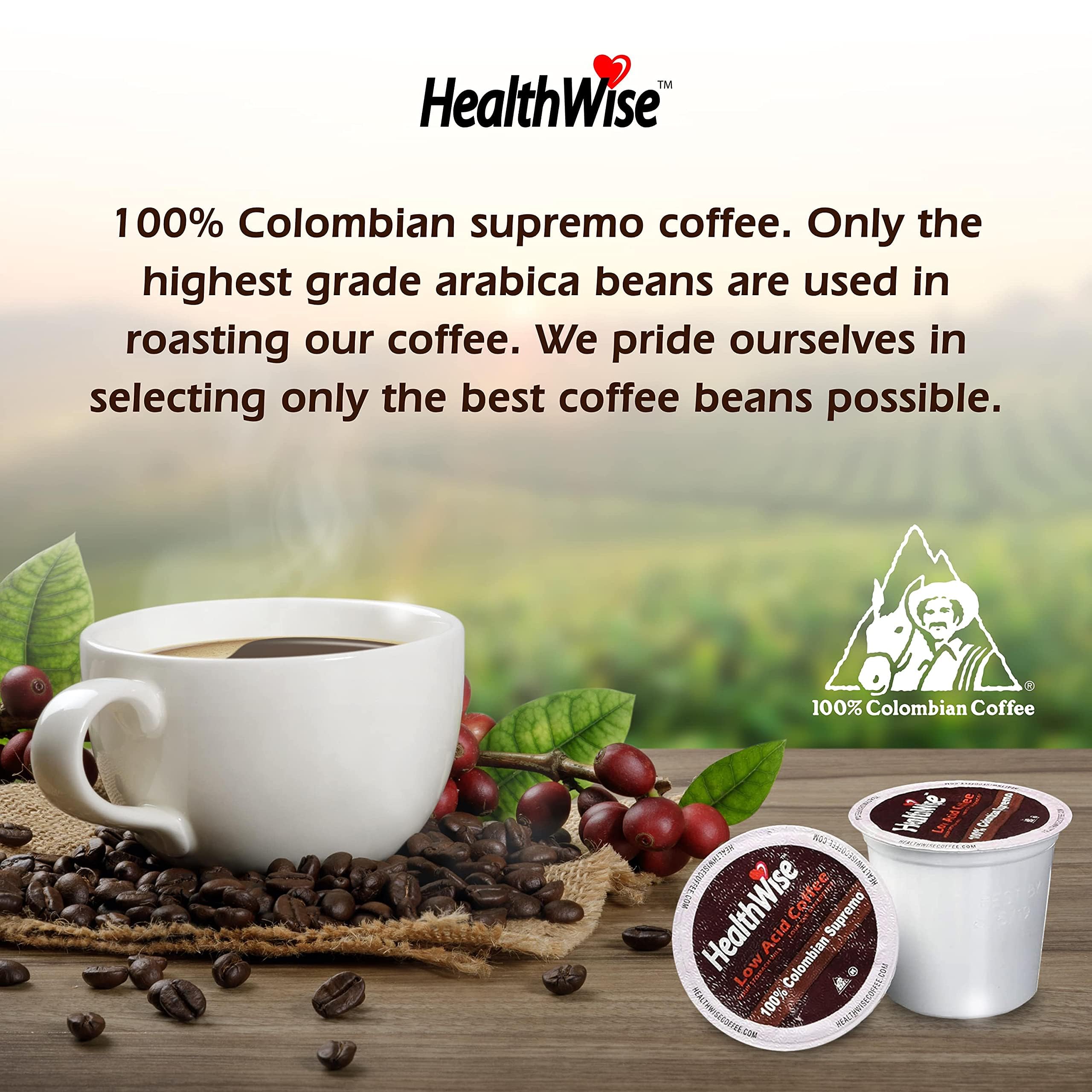 Healthwise Low Acid Coffee K-Cups - 100% Colombian Medium Roast French Vanilla Flavor | Gentle on Sensitive Stomachs | 144 Count (12 Packs) | Perfect for Home, Office & Morning Brews