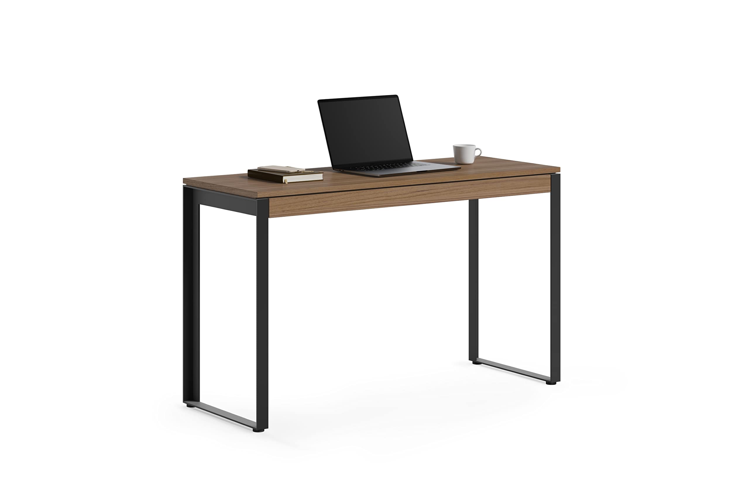 BDI Linea 6222 47.5-Inch Modern Office Desk with Keyboard Tray - Natural Walnut & Black Finish - Home Office Workstation for Remote Work & Small Spaces