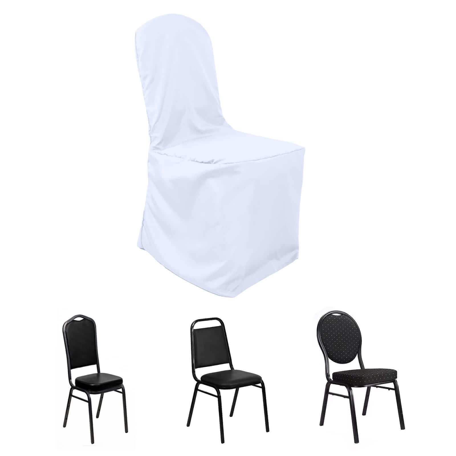 50-Pack White Polyester Banquet Chair Covers - Elegant Wedding, Party & Reception Decor - Washable Dining Chair Slipcovers for Events, Ceremonies & Home Decor
