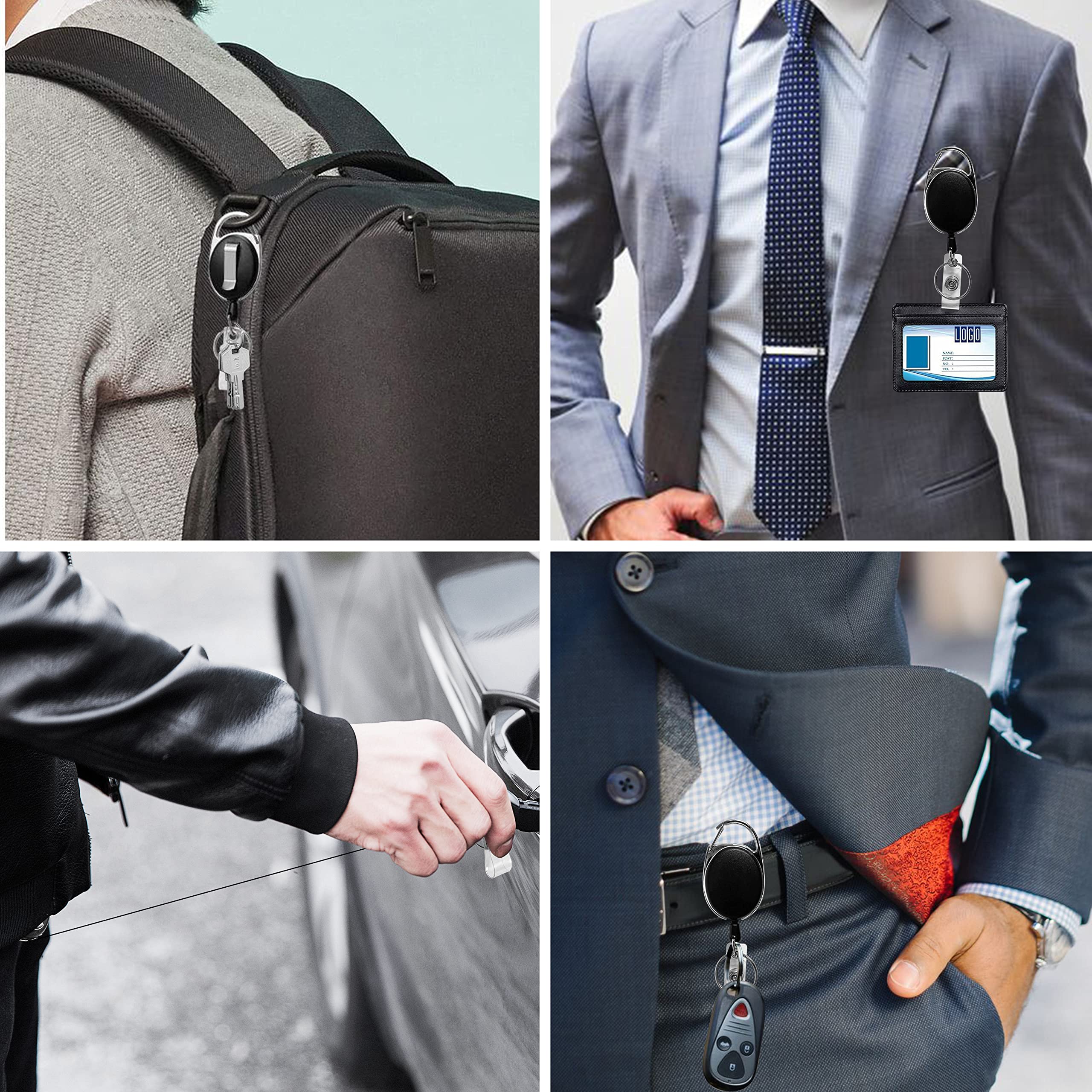Simetufy 15 Pack Retractable ID Badge Holder with Carabiner - Heavy Duty for Office & Work
