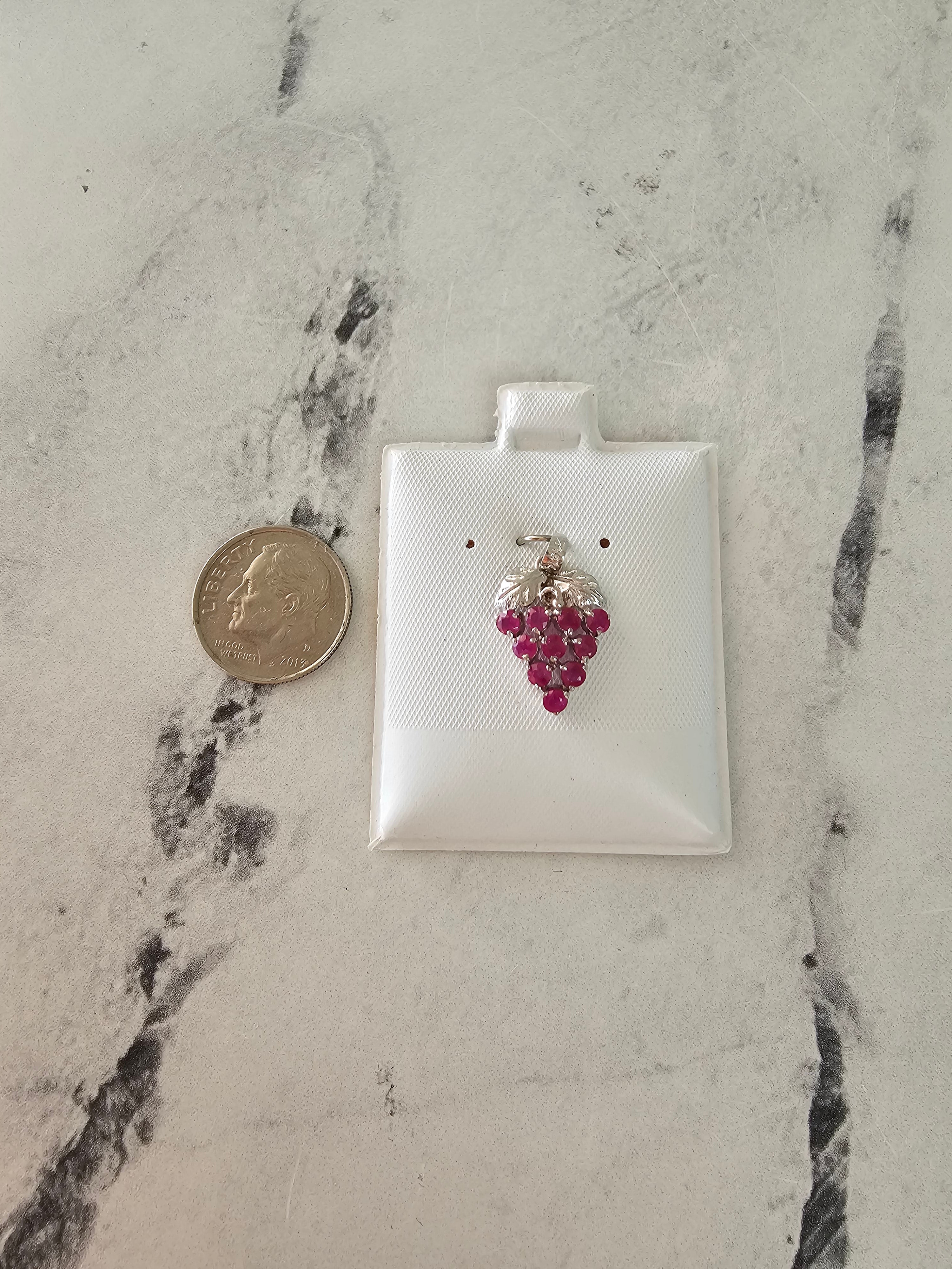14K Yellow Gold Ruby Grape Cluster Pendant Necklace - Elegant Vintage Jewelry for Women, Perfect for Weddings, Parties & Special Occasions
