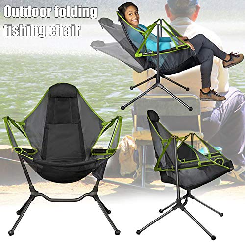 Portable Folding Camping Swing Recliner Chair - Lightweight Aviation Aluminum Alloy Frame with Adjustable Backrest for Outdoor Relaxation | Perfect for Camping, Beach, Picnic, Hiking & Backyard Use (Gray)
