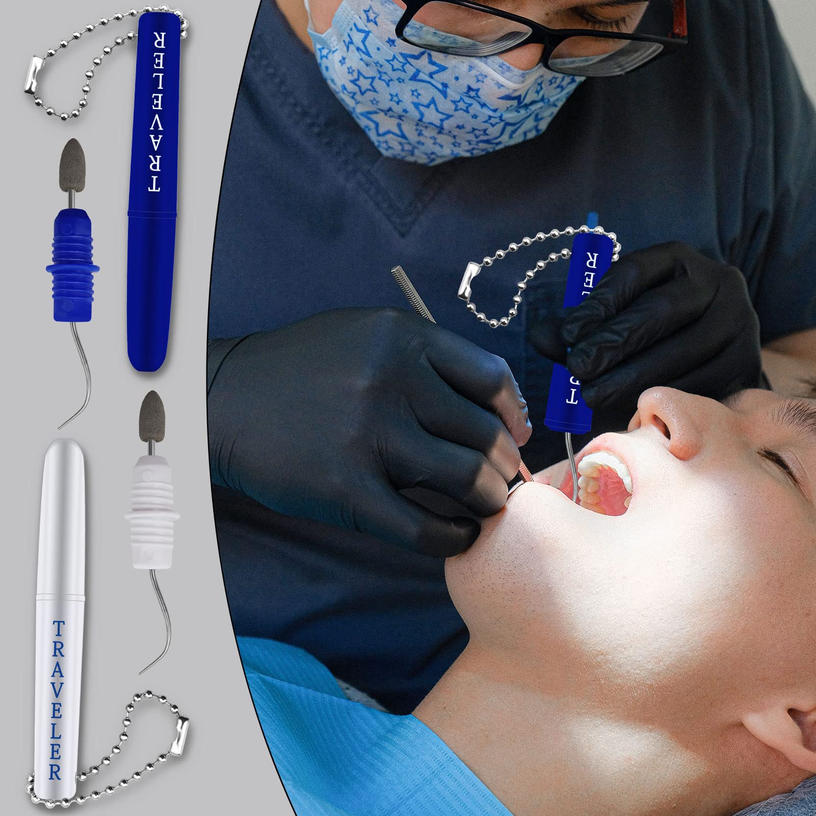 BLMHTWO 2-Piece Travel Dental Kit - Plaque Remover with Keychain & Case for On-the-Go Oral Care