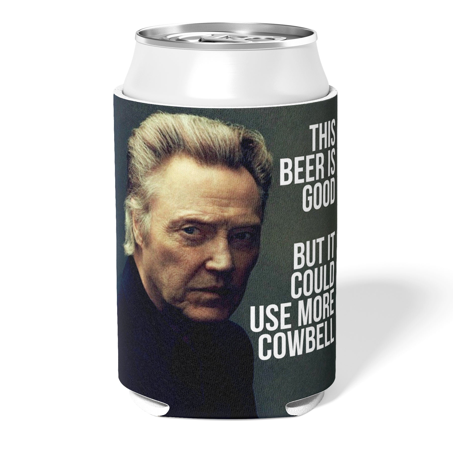 Christopher Walken More Cowbell Can Cooler - Funny Novelty Beer Can Insulator for Parties, Gifts & Collectibles