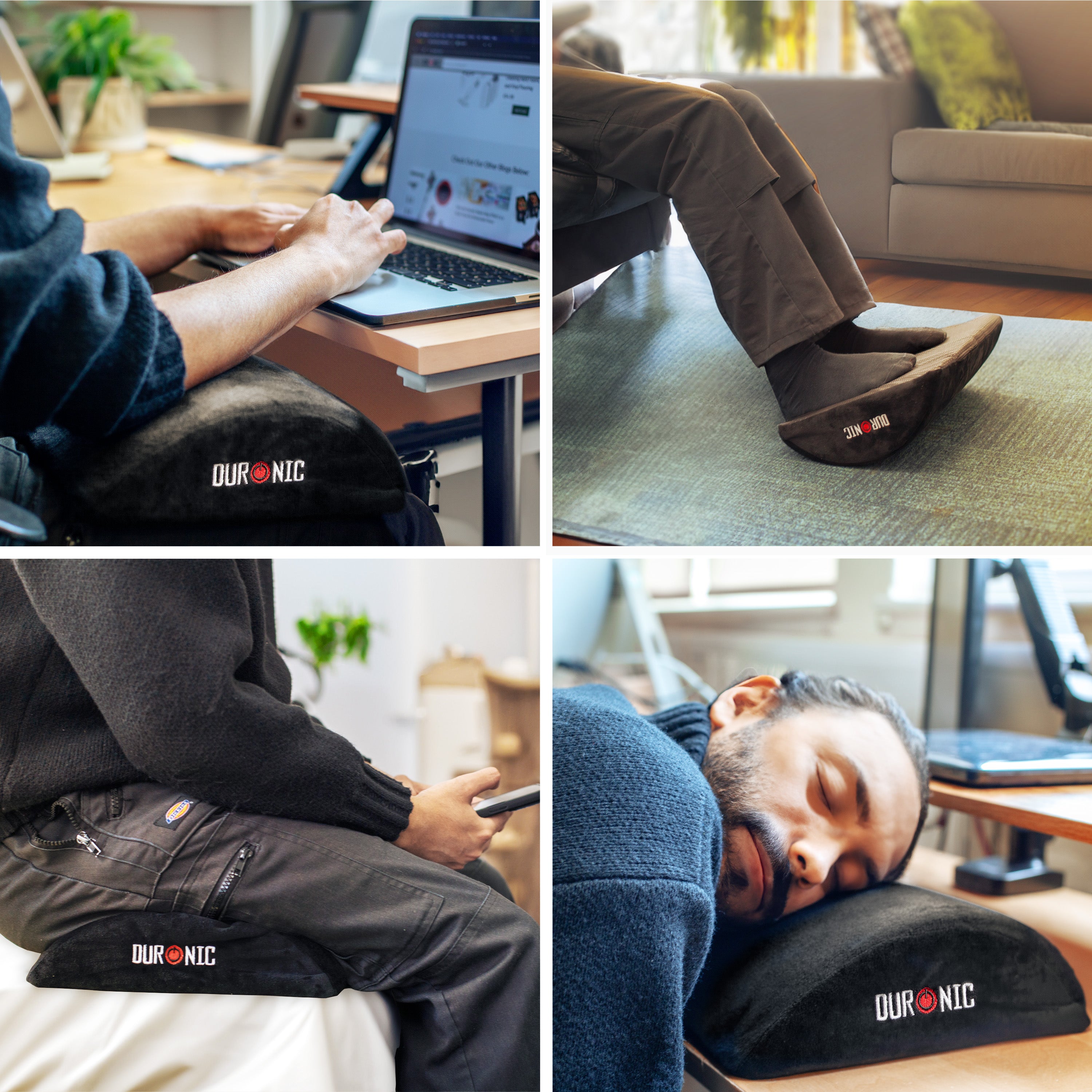 Duronic Ergonomic Footrest FT05 - Adjustable Height Under Desk Foot Rest for Office & Home - Soft Memory Foam with Firm Support for Pain Relief, Fatigue & Stress - Perfect for Work, Study & Gaming Comfort
