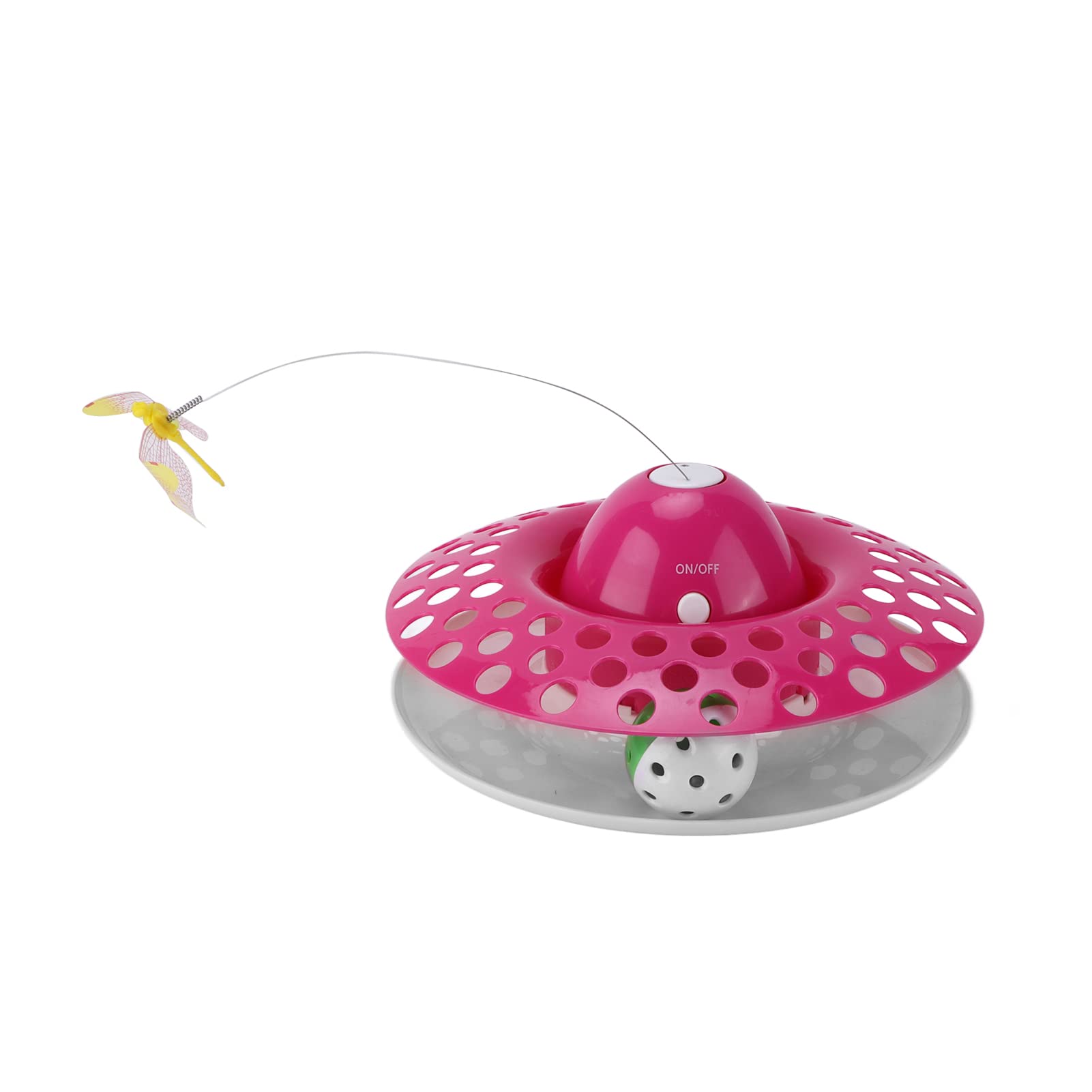 Pssopp Interactive Cat Toy with Rotating Butterfly & Ringing Track Ball - Electric Kitten Toy for Play & Exercise - Perfect for Indoor Cats & Playtime Fun