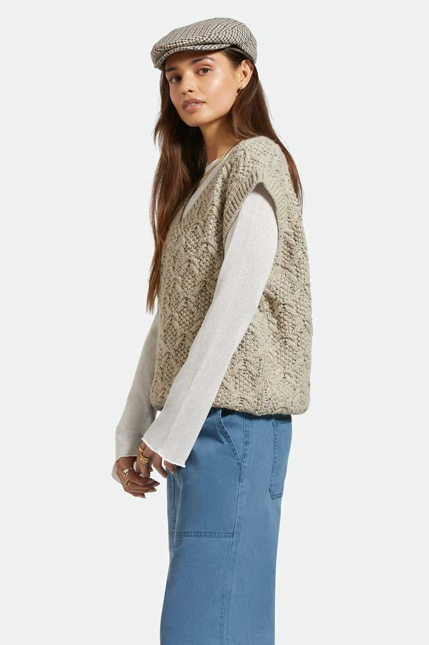 Lafayette Oversized Sweater Vest for Women - Marled Beige Knit Cardigan | Cozy Fall Winter Layering Piece for Casual Outfits & Office Wear