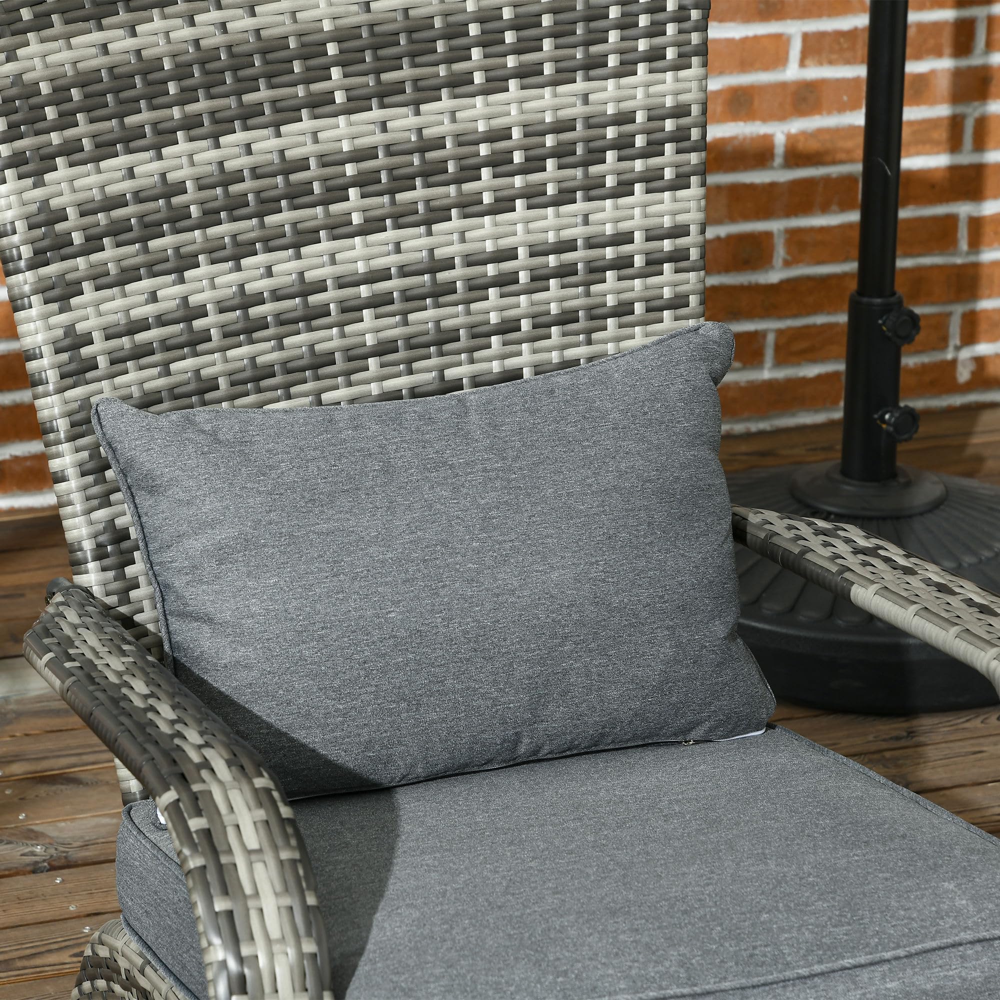 Outsunny Patio Wicker Adirondack Chair - All-Weather Outdoor Rattan Fire Pit Chair with Soft Cushions, Tall Curved Backrest & Comfortable Armrests - Perfect for Deck, Garden, Backyard or Poolside Relaxation (Gray)