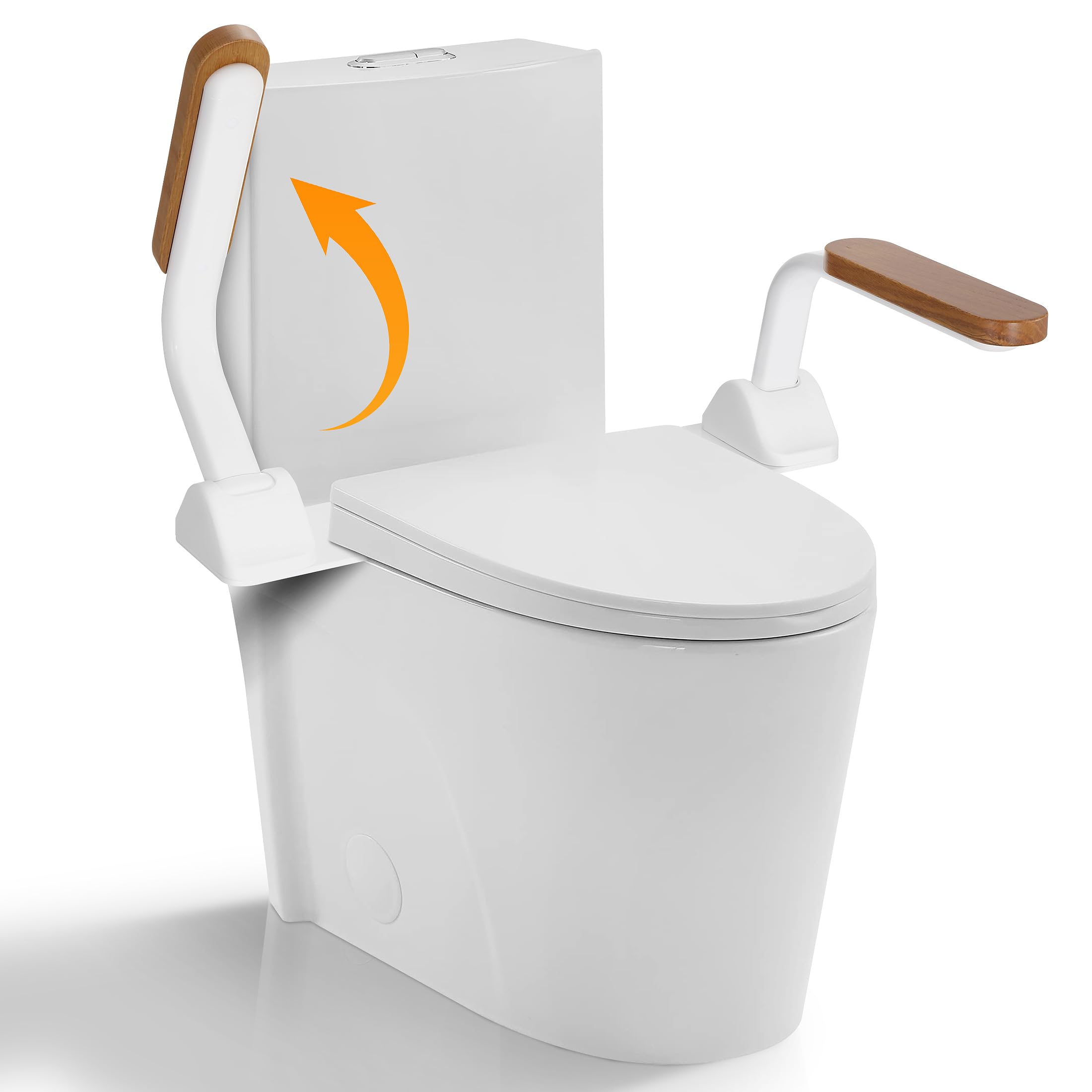 WICHEMI Adjustable Toilet Safety Rails for Elderly & Handicap - Foldable Wooden Handle Bathroom Assist Bars with 480LBS Capacity - Ideal for Seniors, Disabled & Pregnant Women - Perfect for Home Safety & Mobility Assistance