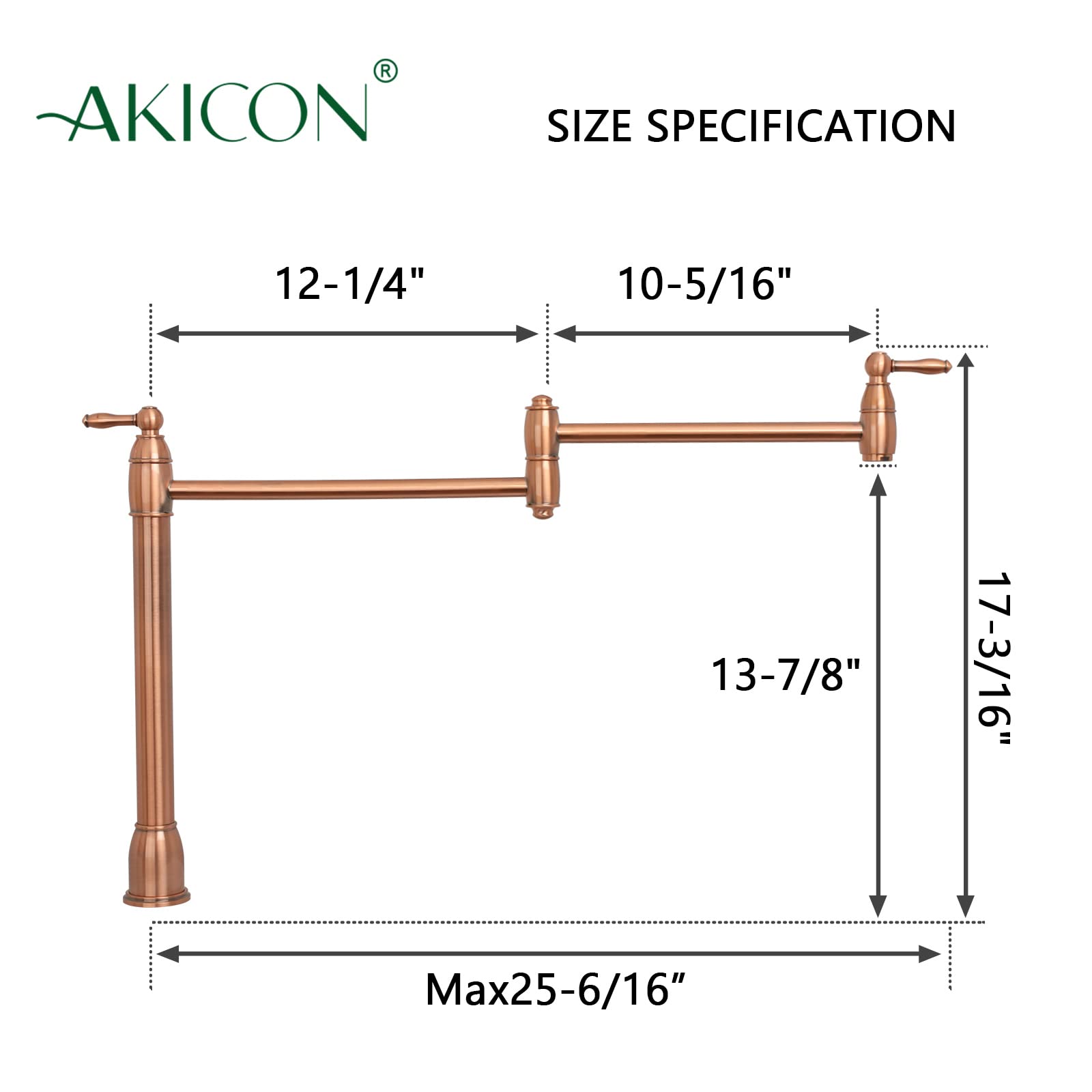 Akicon Deck-Mounted Pot Filler Faucet with 5-Year Warranty - Brushed Nickel Kitchen Sink Faucet for Easy Pot Filling - Ideal for Cooking, Baking & Large Pots in Modern Kitchens
