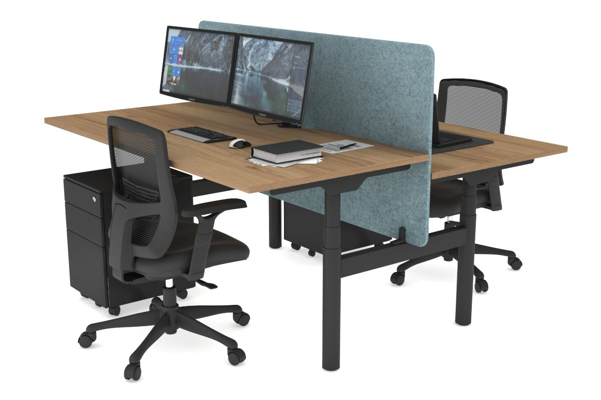 Flexi Premium Height Adjustable 2 Person H Bench Workstation - Black Frame [1600L x 800W with Cable Management] - Ideal for Office, Home Workspace & Collaborative Work Environments