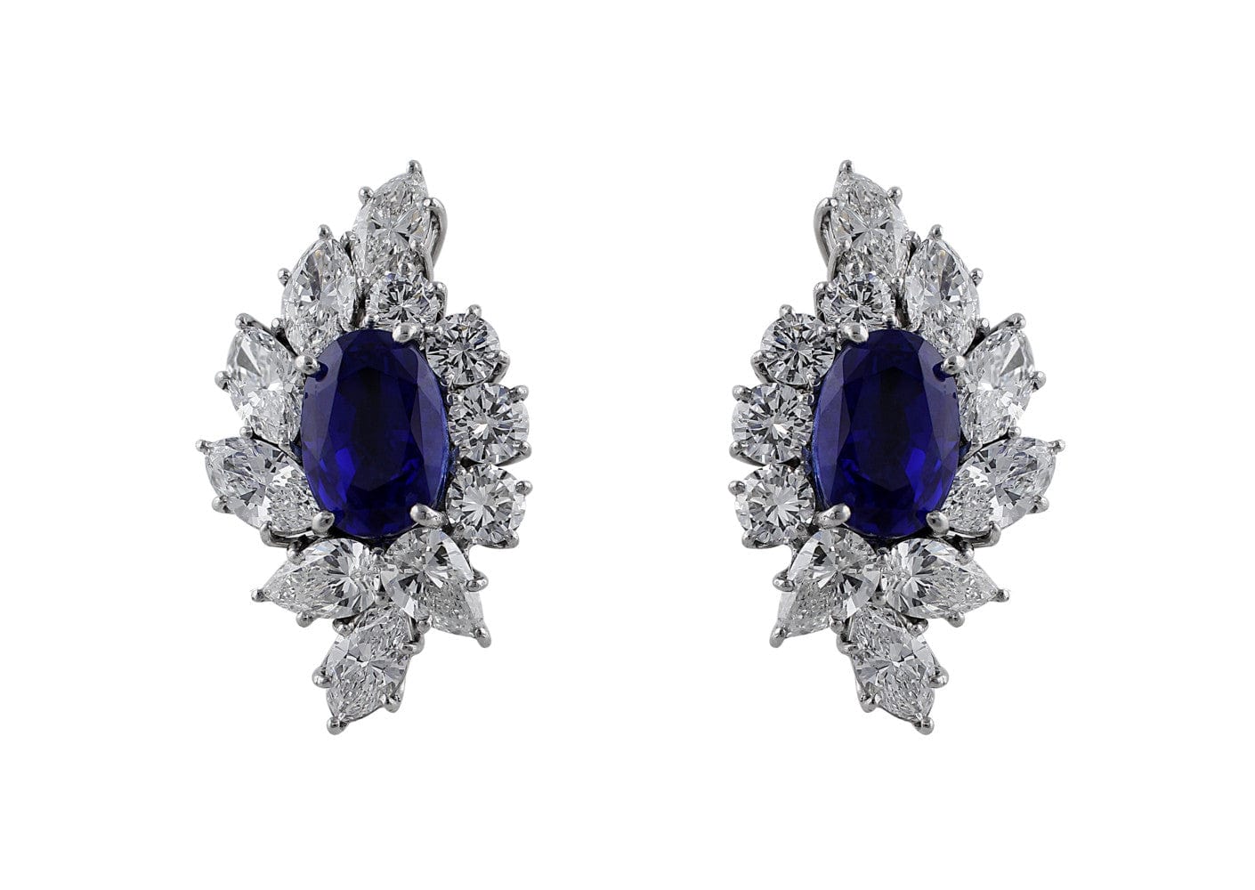 18K White Gold Natural Burmese Sapphire Earrings for Women | Unheated Genuine Sapphire Stud Earrings | Perfect for Weddings, Parties & Special Occasions