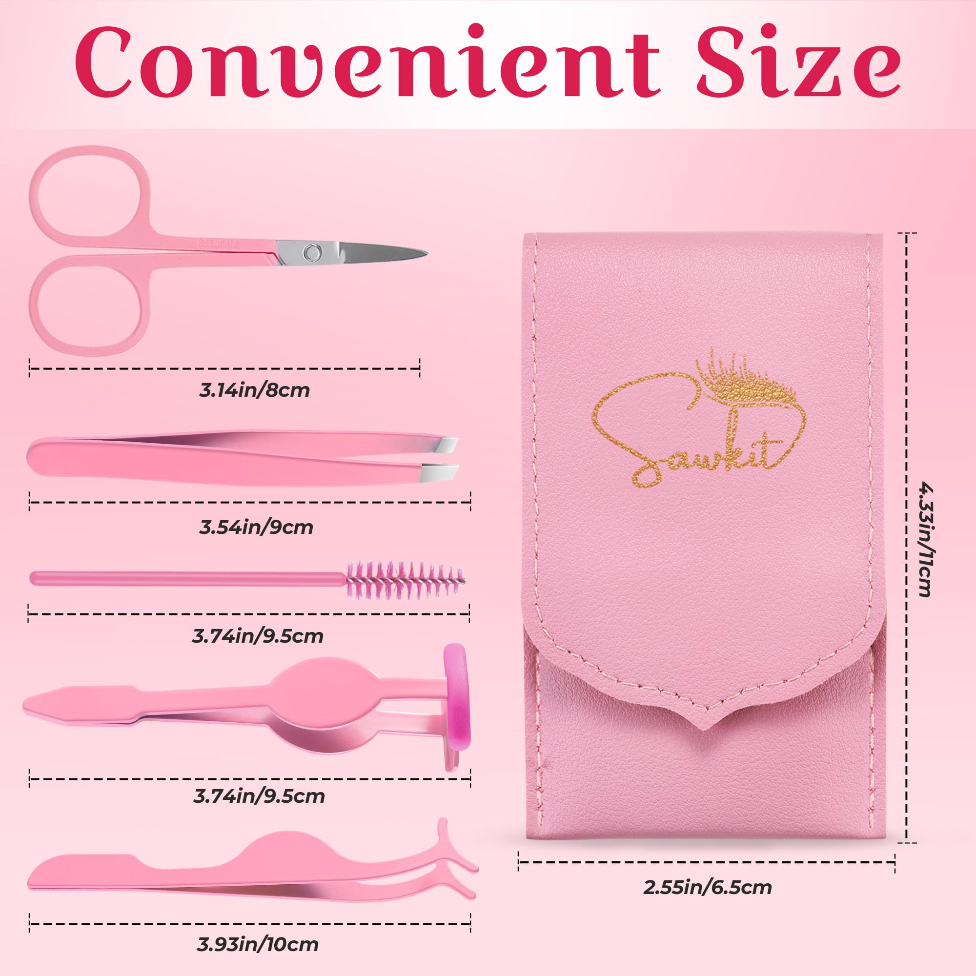 5-in-1 Eyelash Applicator Tool Set with Tweezers & Scissors - Professional Pink Lash Extension Kit for Cluster Lashes & Individual Lashes - Perfect for Salon, Home Use & DIY Lash Extensions