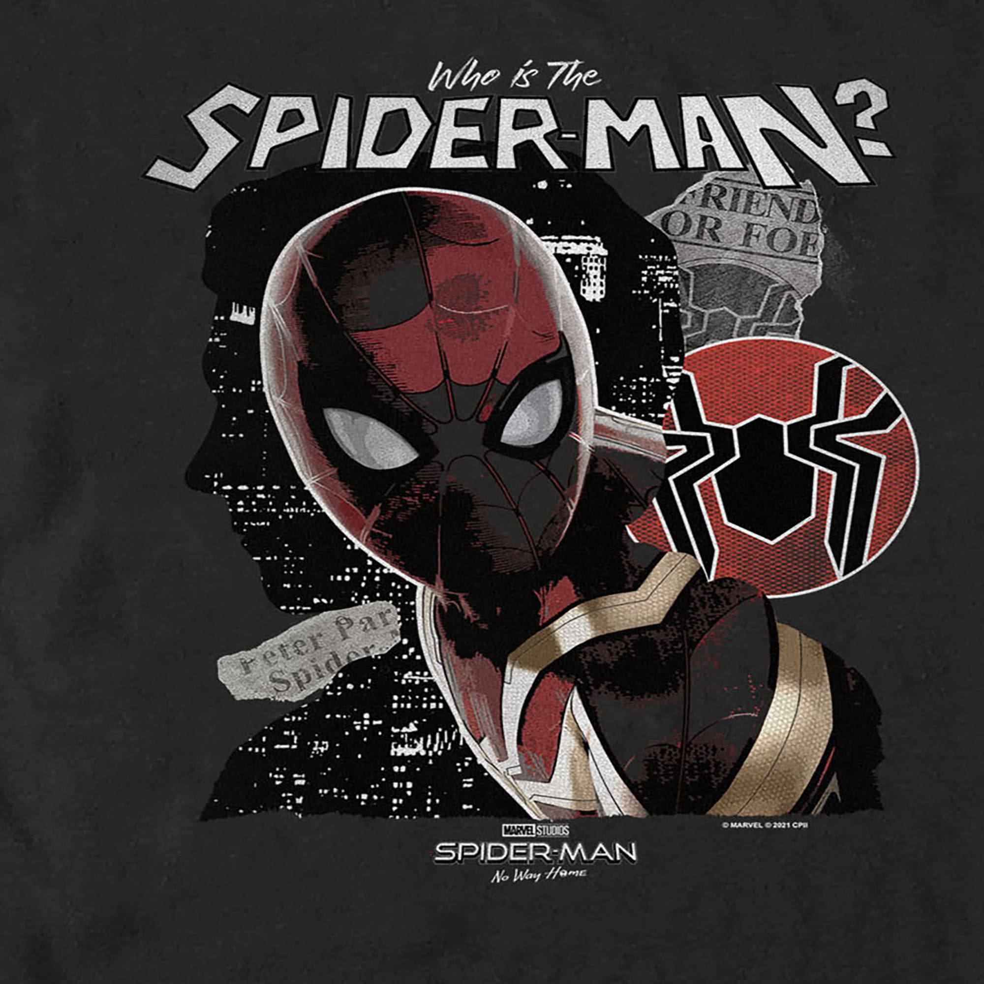Marvel Spider-Man: No Way Home Who is The Spider-Man Graphic T-Shirt for Men | Superhero Movie Merchandise | Casual Wear & Cosplay
