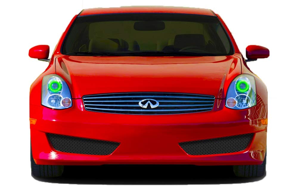 Flashtech Bright Green LED Halo Ring Headlight Kit - Compatible with Infiniti G35 2006-2008 Models | Upgrade Car Lighting for Night Driving & Custom Styling