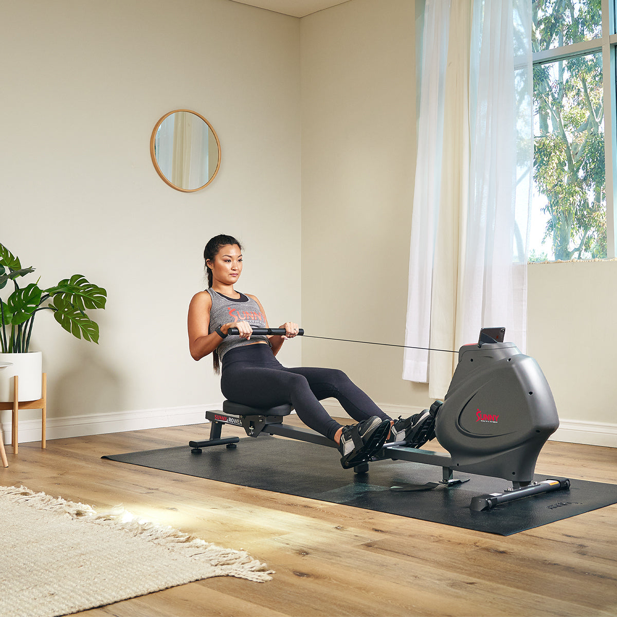 Smart Magnetic Rowing Machine for Home Gym - Adjustable Resistance, Foldable Design with Non-Slip Foot Plates | Perfect for Full-Body Workout, Cardio Training & Small Space Fitness