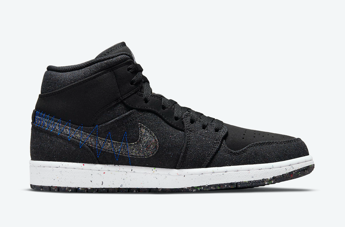 Nike Men's Air Jordan 1 Mid Crater Sneakers - Black, Racer Blue, White & Multi-Color Basketball Shoes for Casual Wear & Street Style
