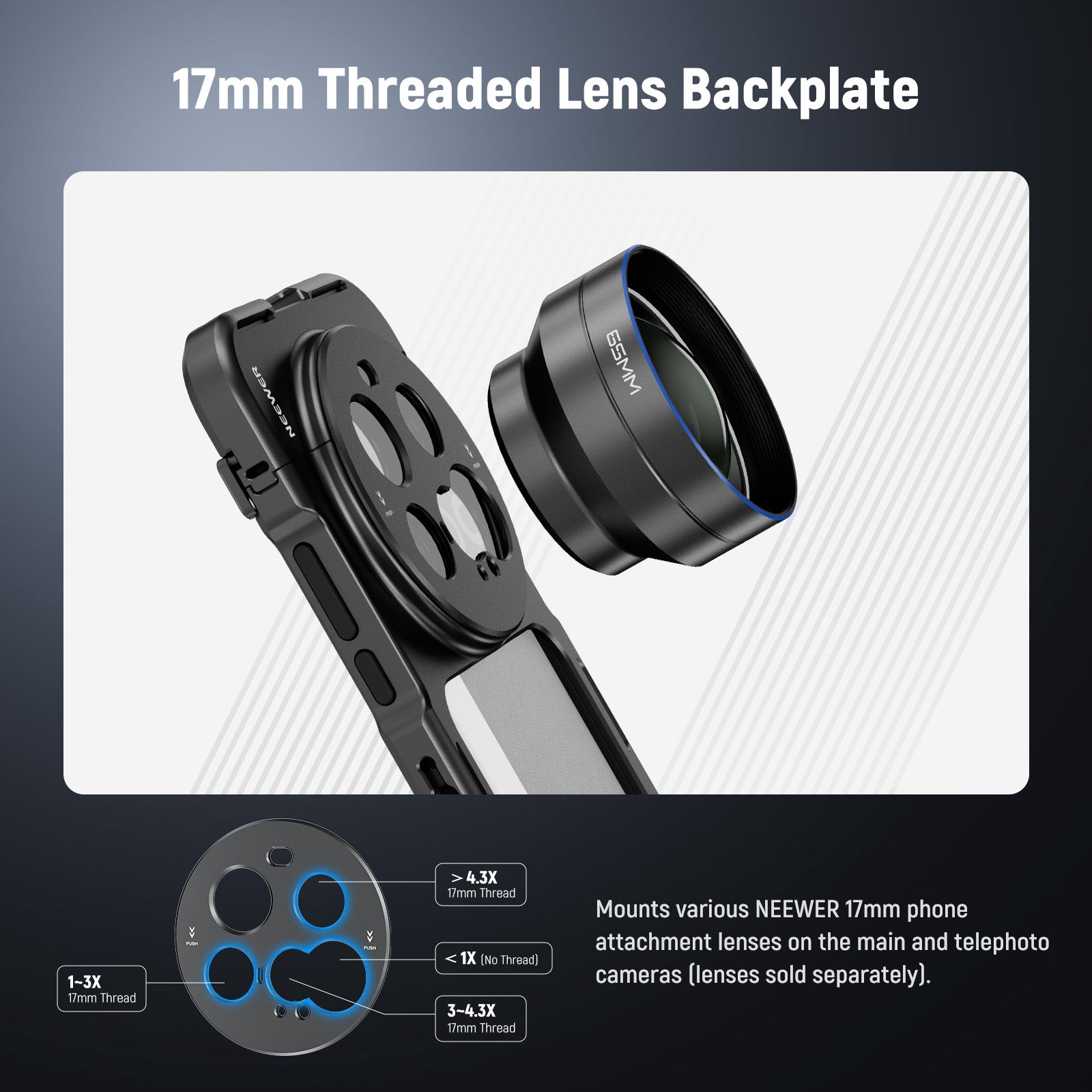 NEEWER PA091 Smartphone Cage Kit for Xiaomi 15 Ultra - Universal Phone Mount with Cold Shoe Mount & 1/4