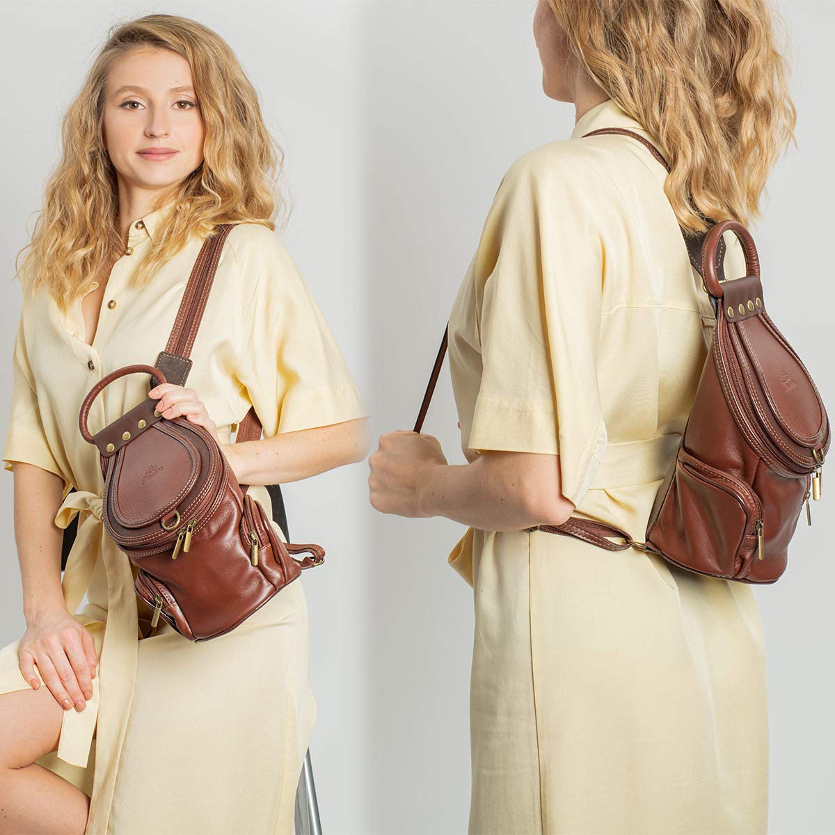Italian Genuine Leather Women's Top Handle Backpack - Convertible Shoulder Bag & Handbag for Work, Travel & Daily Use