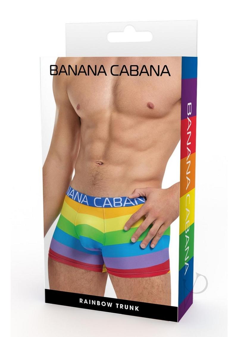 Banana Cabana Swim Trunks for Men - Small/Medium Size - Vibrant Rainbow Color - Perfect for Beach, Pool, and Summer Vacations