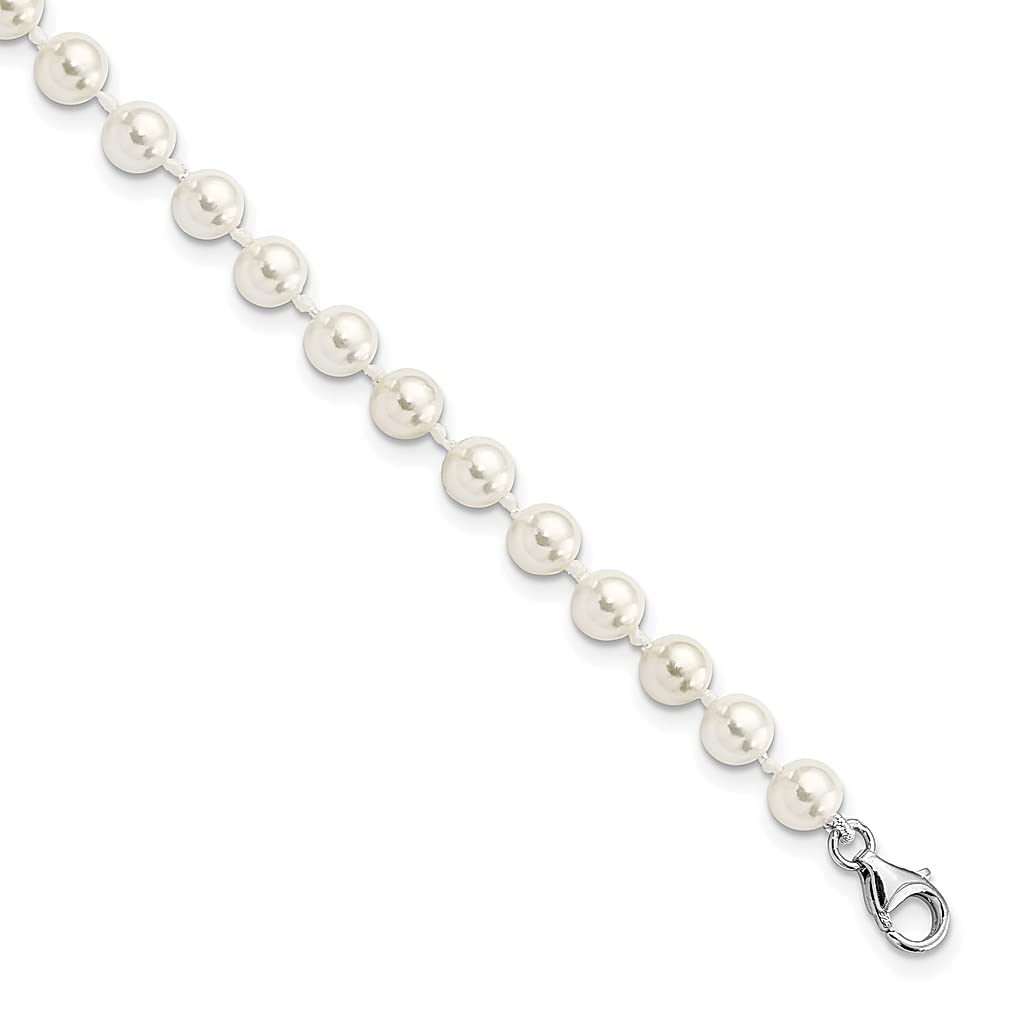 6mm Sterling Silver Plated Mermaid Shell Nautical Jewelry with Pearl & Cubic Zirconia - Adjustable 2 Inch Chain Anklet for Women | Perfect for Beach Vacations, Summer Outfits & Boho Fashion Accessories
