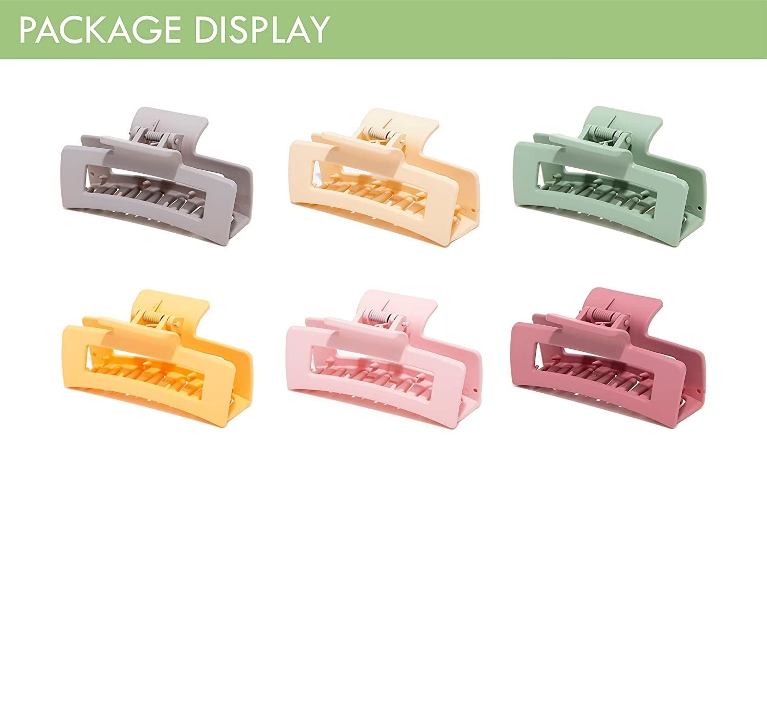 ALIBA COLLECTION Large Hair Claw Clips for Women - Pastel Matte Rectangle Hair Clips Set of 6 - Perfect for School, Work, Gym & Everyday Hairstyles