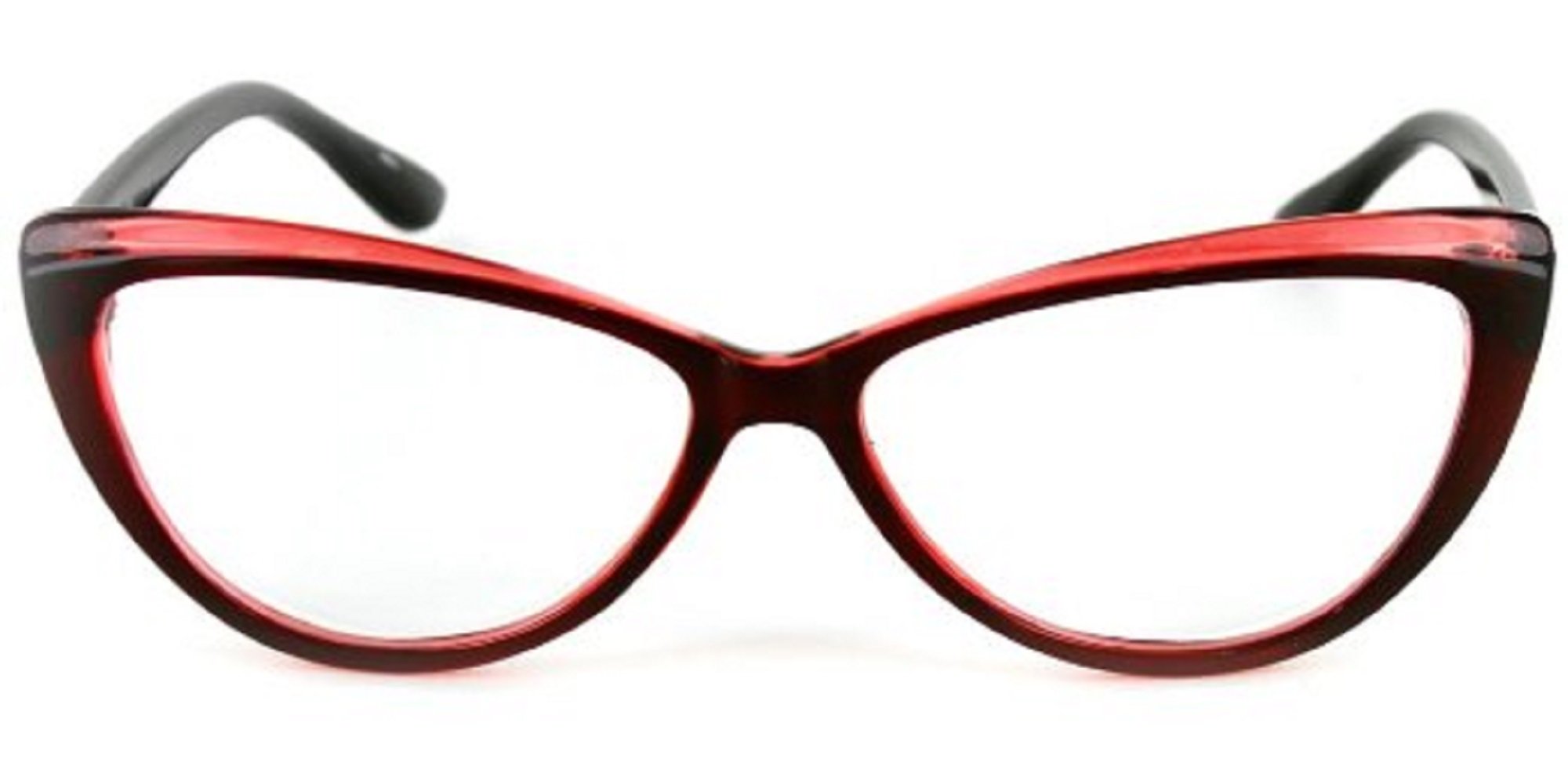 Stylish Two-Tone Cat Eye Reading Glasses for Women (+1.25 Strength) with Protective Case - Perfect for Reading, Office Work & Fashion Accessories (Red)
