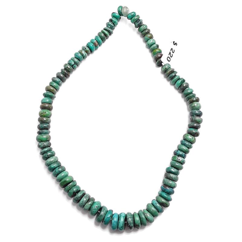 Genuine Blue Green Turquoise Graduated Smooth Rondelle Beads 8-14mm 15.5
