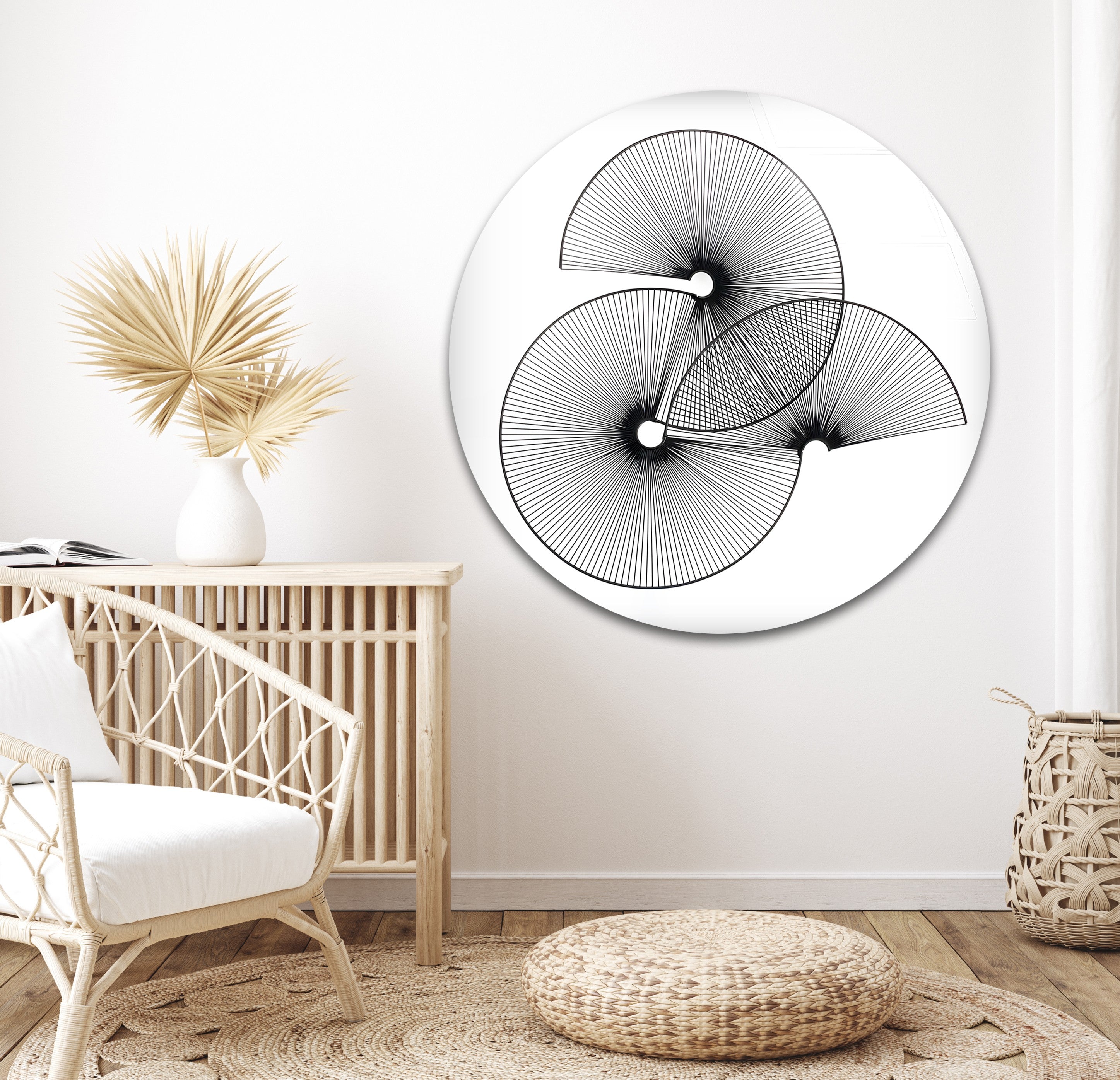 Abstract Geometric Circles Black & White Modern Art Print - Minimalist Wall Decor for Living Room, Office & Bedroom