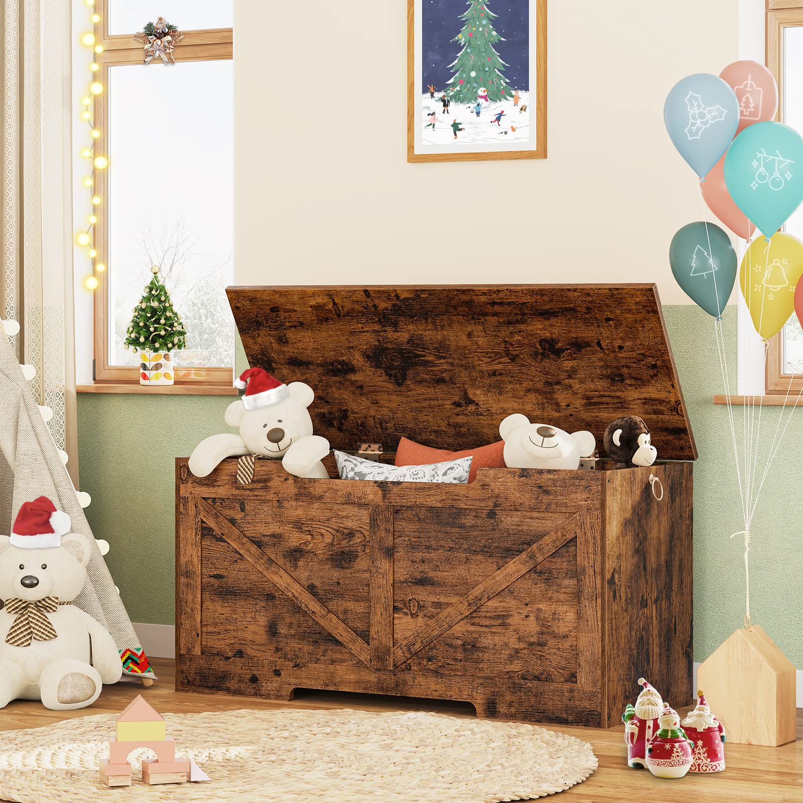 HOOBRO Wooden Storage Chest - Retro Toy Box Organizer with Lid, Multi-Purpose Storage Box for Kids Room, Nursery, Playroom & Living Room (Model BF771CW01/BF75CW01) - Perfect for Toys, Blankets, Books & Home Organization