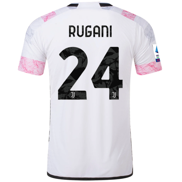 Adidas Juventus Authentic Rugani Away Jersey 23/24 - White with Serie A Patch | Official Soccer Jersey for Men | Perfect for Matchdays, Training & Fan Support