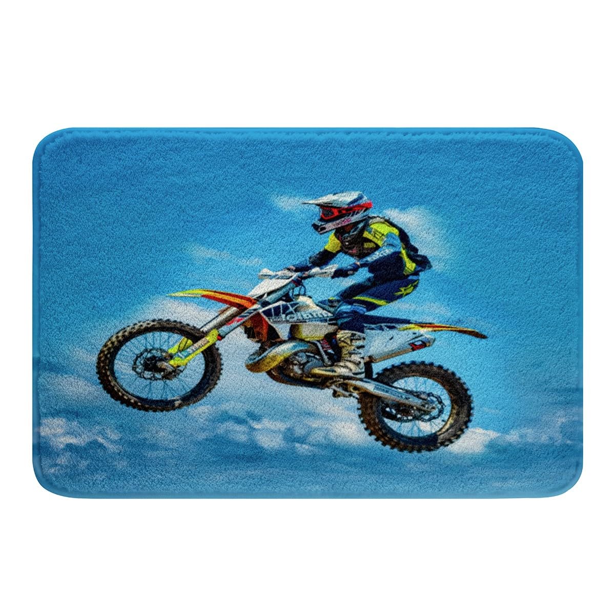 Dirt Bike Motocross Bathroom Rugs - Non-Slip Washable Floor Mats for Bathroom, Kitchen, Bedroom & Living Room - Extreme Sports Theme Decor 20x32 Inches - Perfect for Motorcycle Enthusiasts & Home Decor