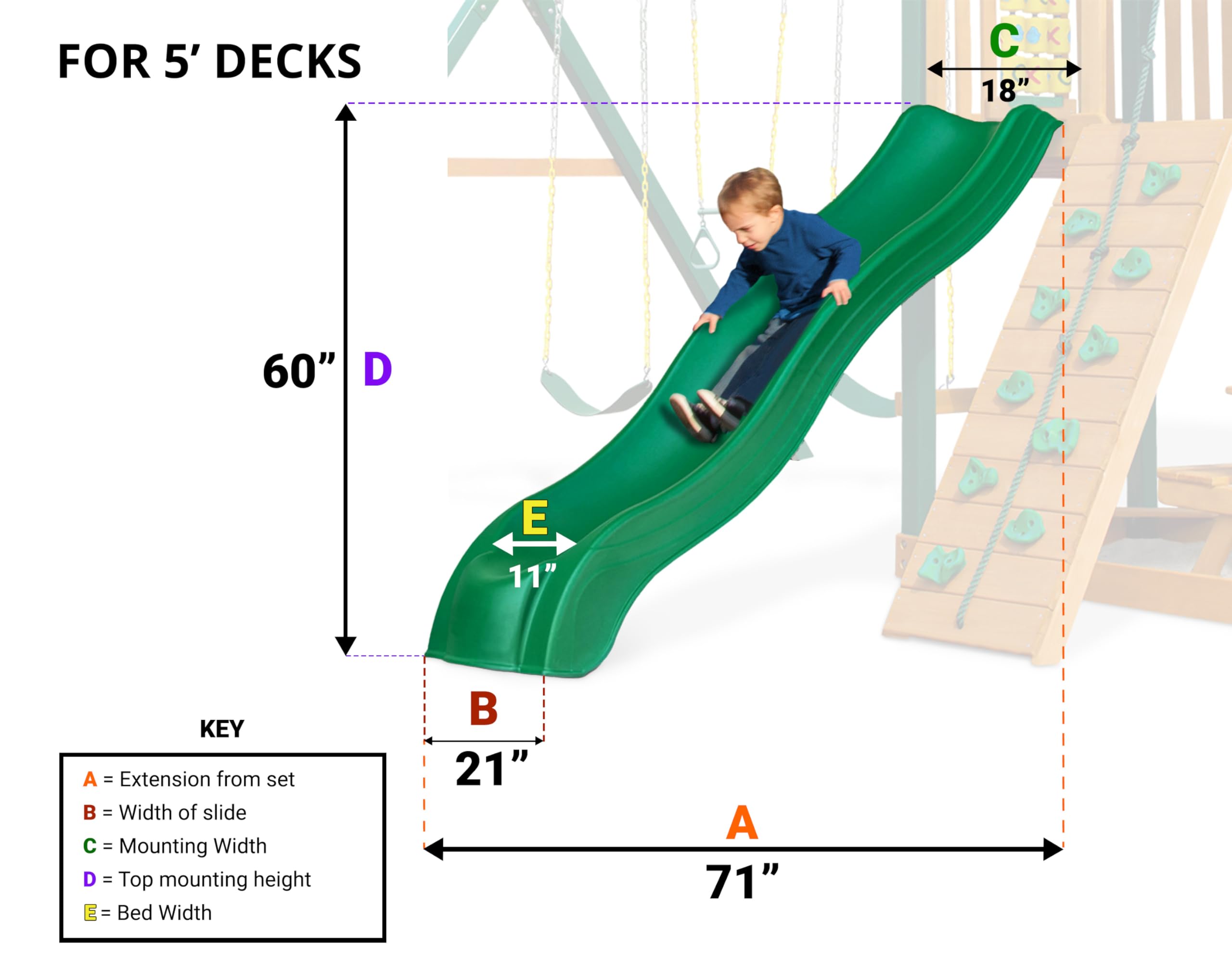 Swing-N-Slide NE 4720-1Y Alpine Wave Slide - Yellow Plastic Slide Attachment for 5ft Deck Height | Outdoor Swing Sets & Playhouses | Perfect for Backyard Playgrounds, Kids Outdoor Activities & Playground Equipment