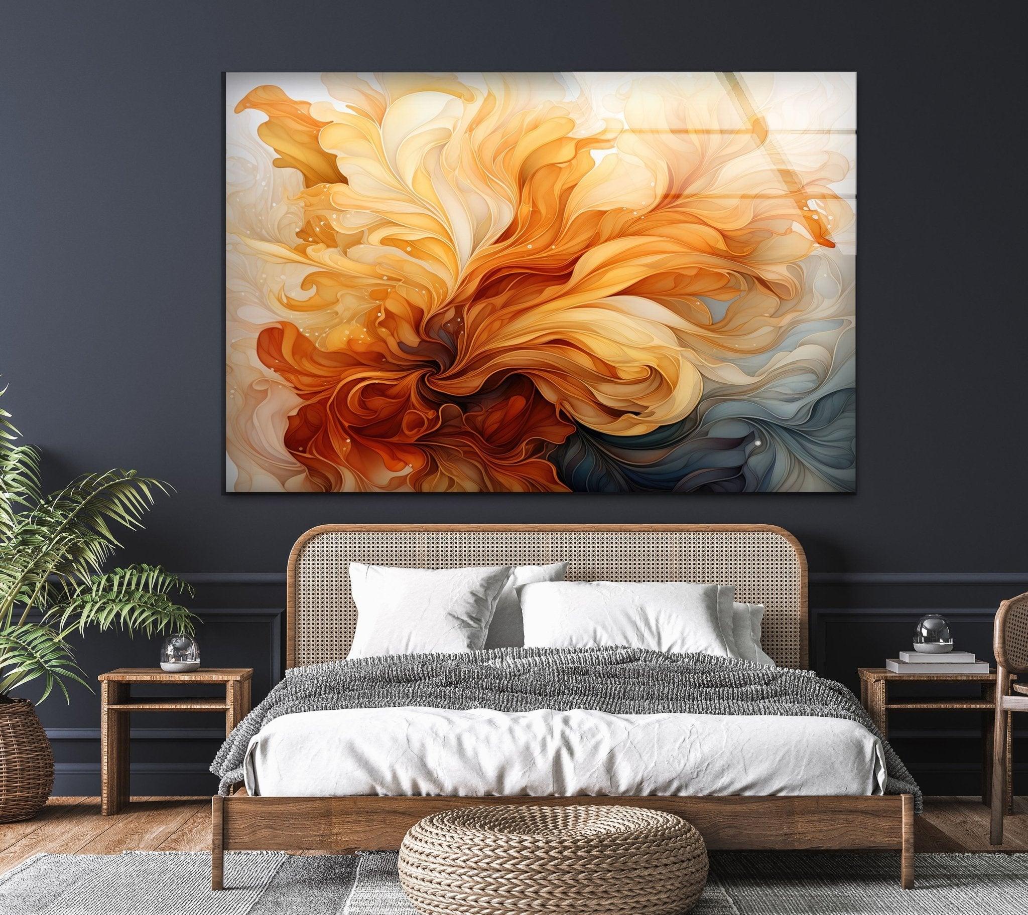 Abstract Love Glass Wall Art - Modern Home Decor for Living Room, Bedroom & Office - Handmade Glass Artwork for Gifts & Interior Design