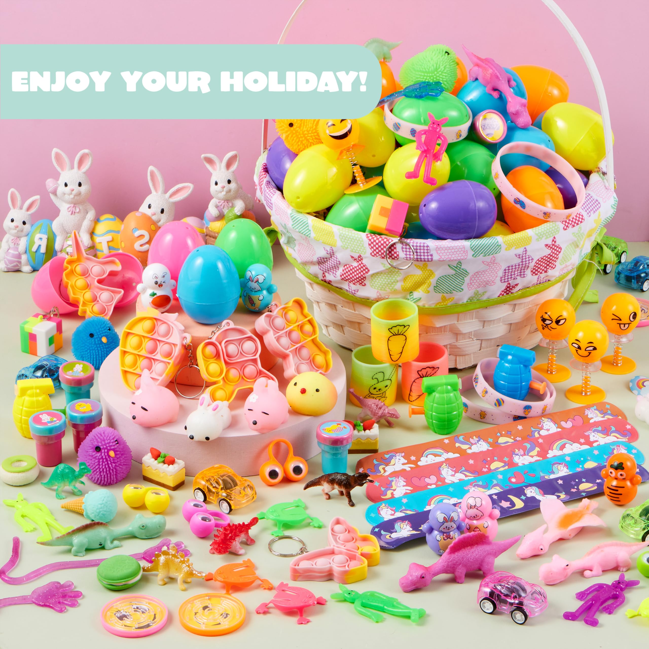 JOYIN 100 Pcs Prefilled Easter Eggs with Assorted Toys - Easter Egg Hunt Supplies, Party Favors, Basket Stuffers, Classroom Prizes for Kids - Perfect for Easter Celebrations, Birthday Parties & School Activities